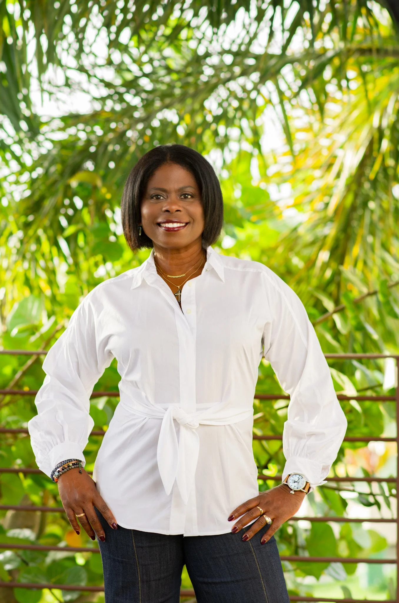 Meg Charles leadership portrait in nature representing grounded and aligned leadership