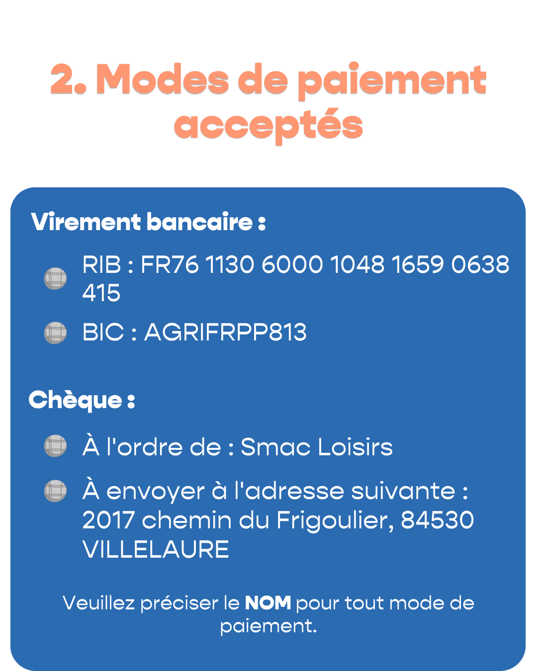 mode de paiement accepté