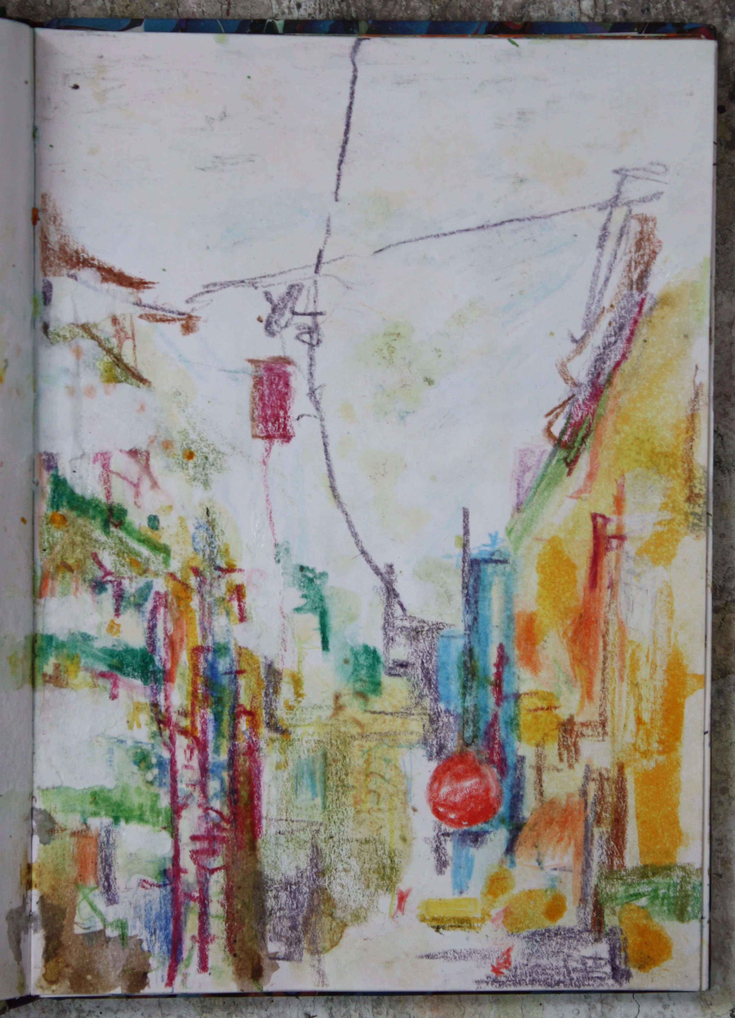 Athens, mixed media on paper