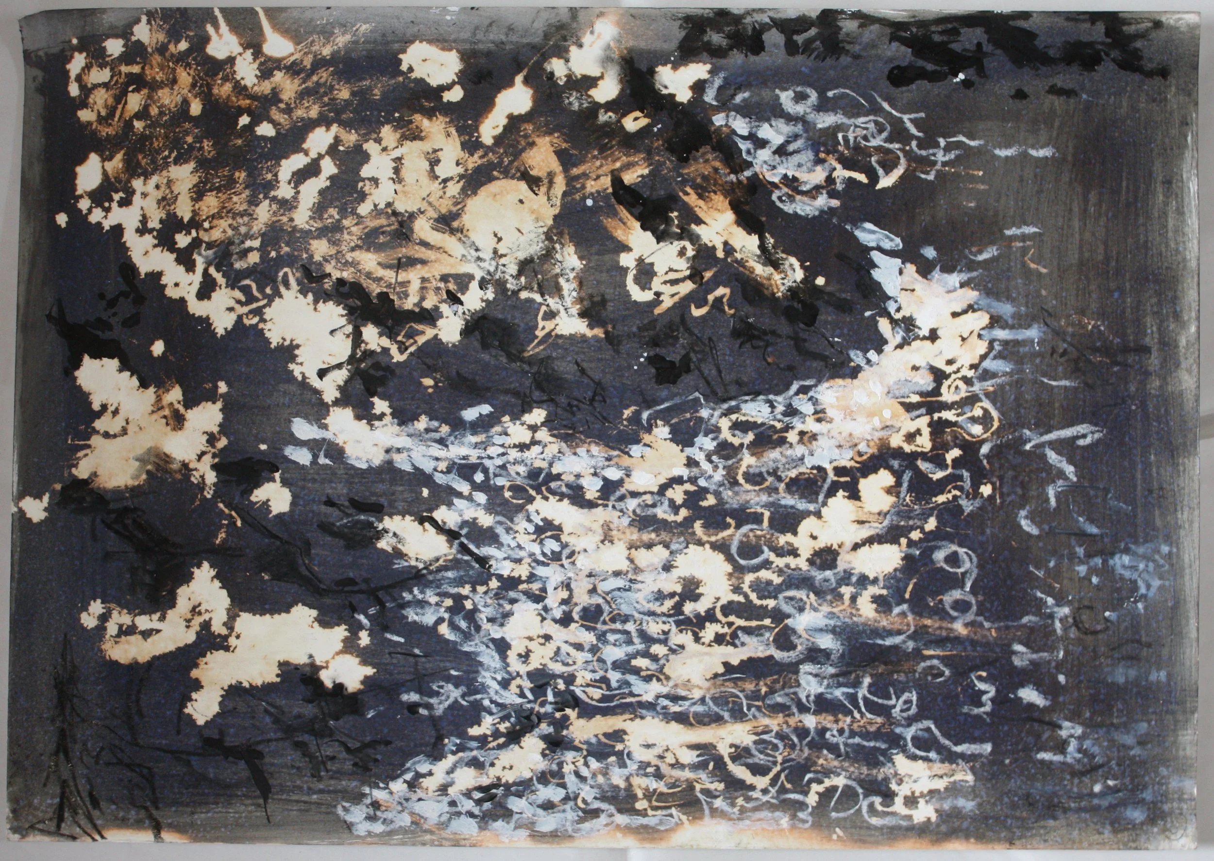 Seascape, mixed media on paper