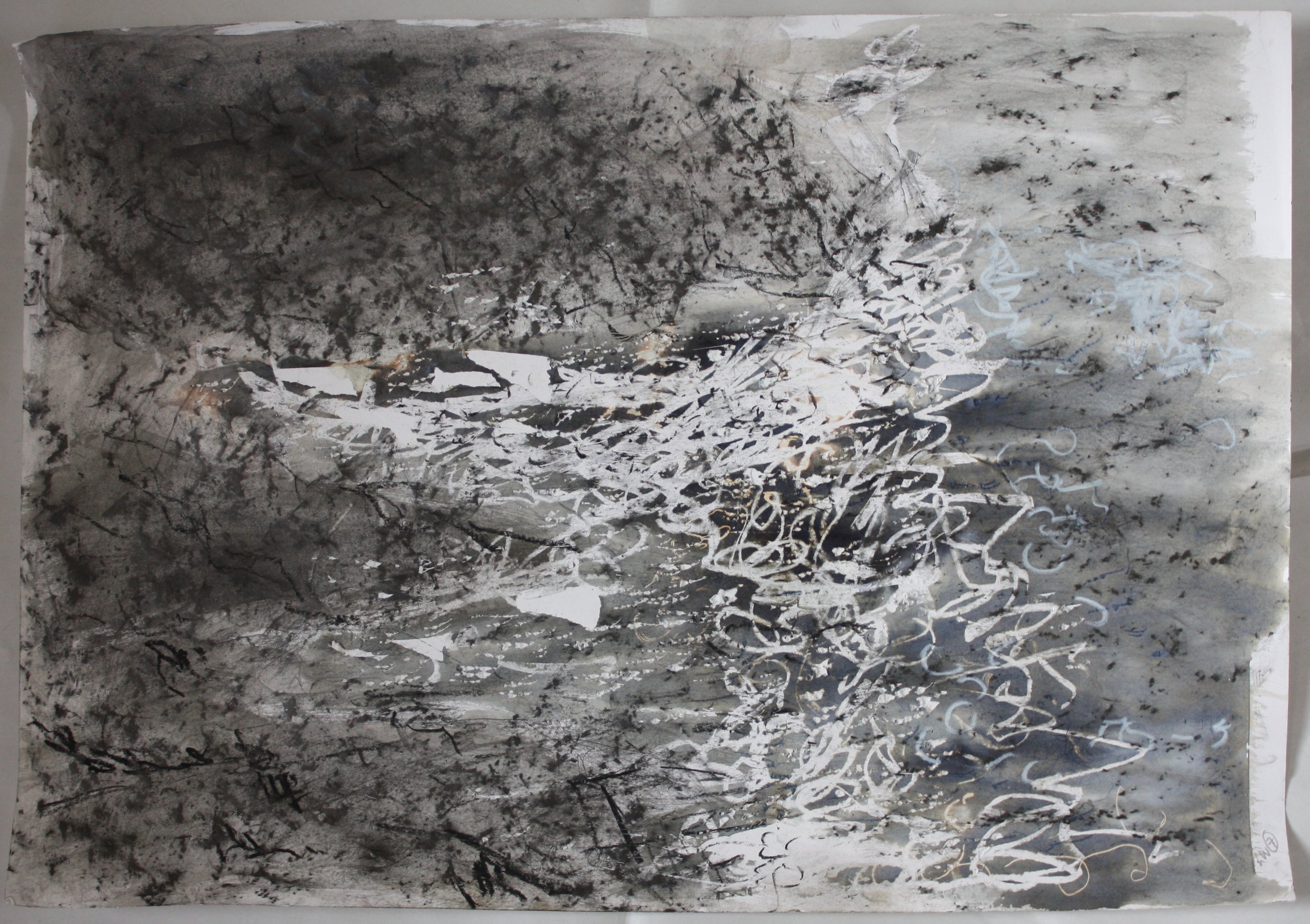 Seascape, mixed media on paper