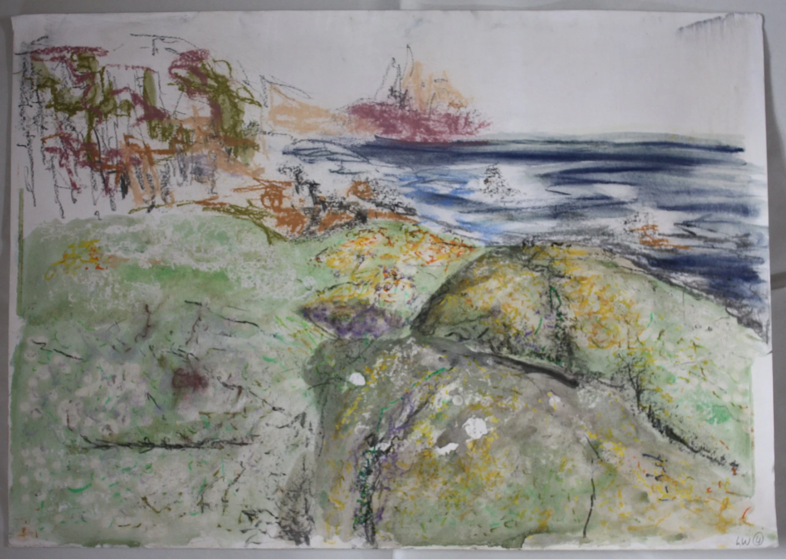 Cornwall, mixed media on paper