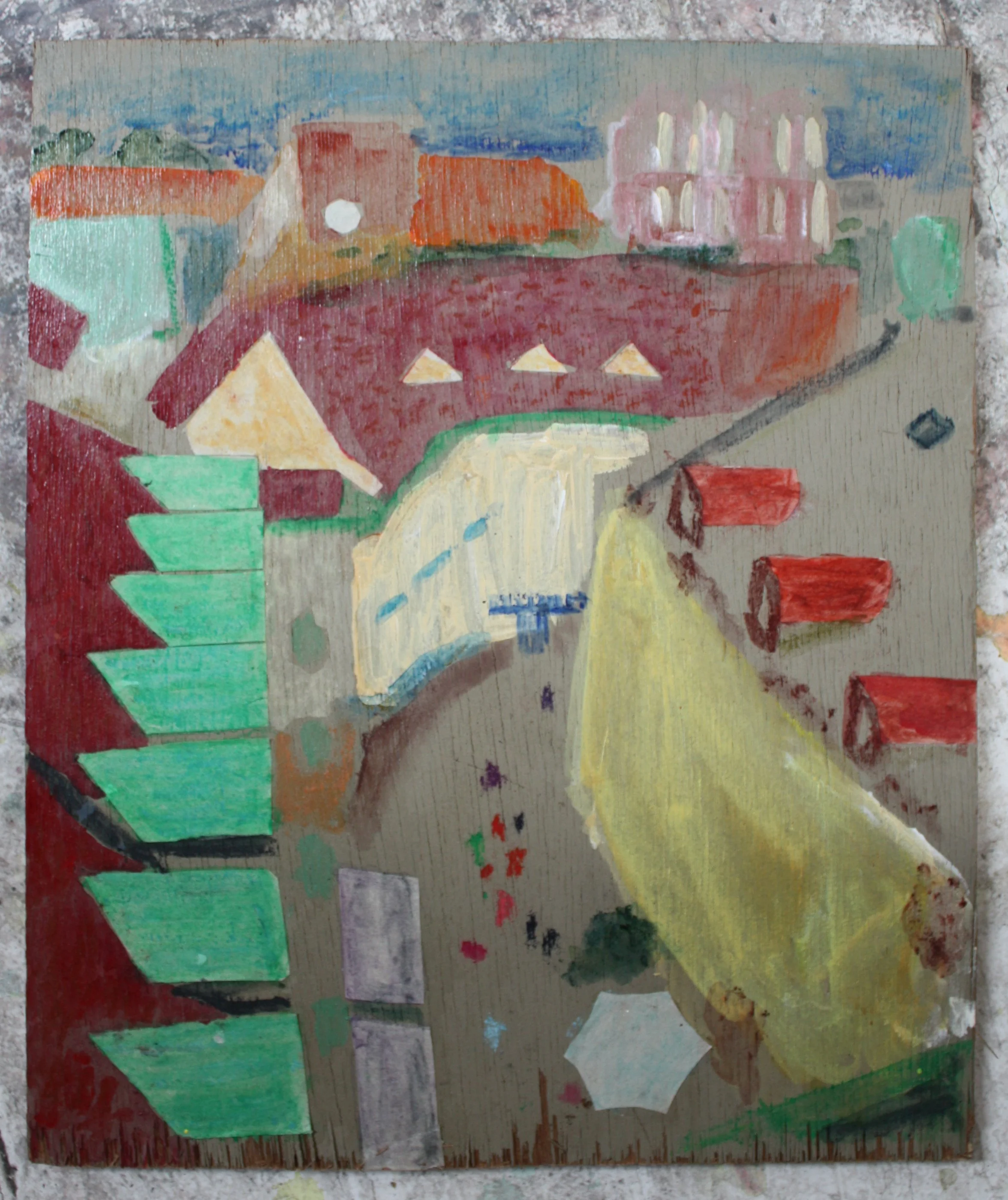 Bratislava, mixed media on board