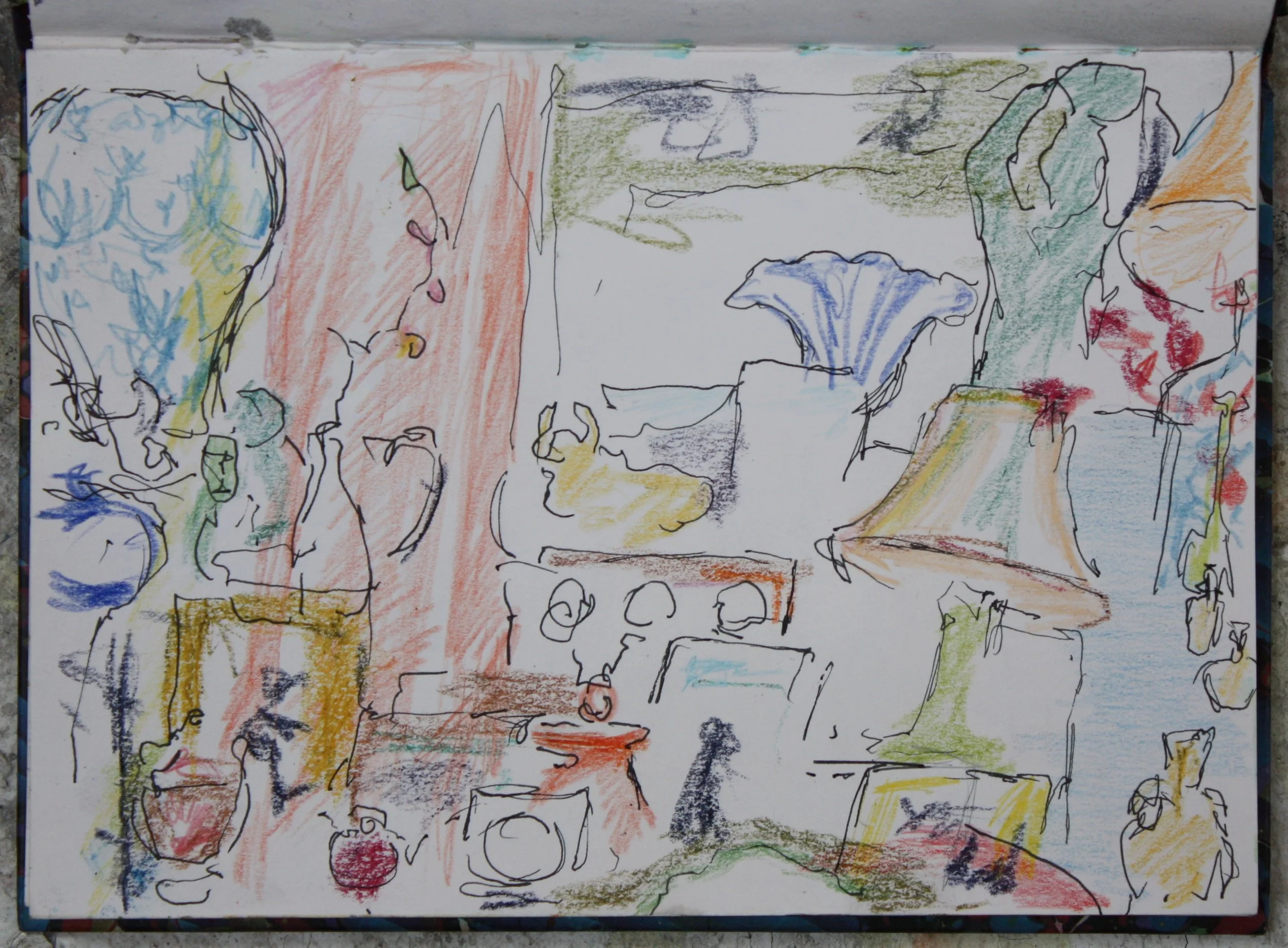 Athens, mixed media on paper