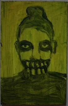 Self Portrait, enamel on board