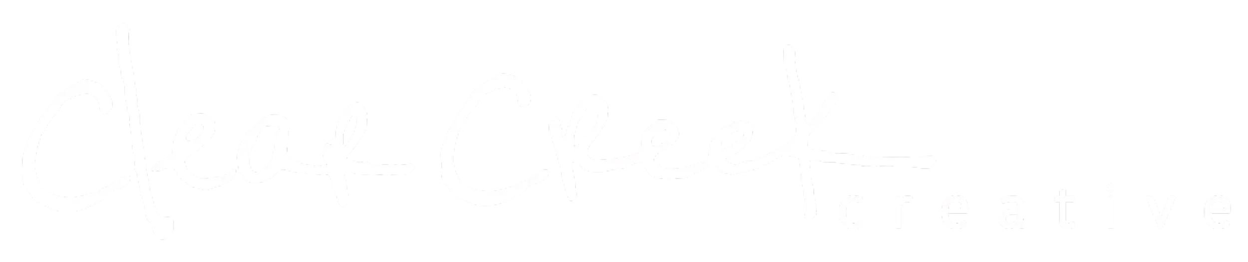White handwritten style text reads "Cleaf Creek creative" on a black background.
