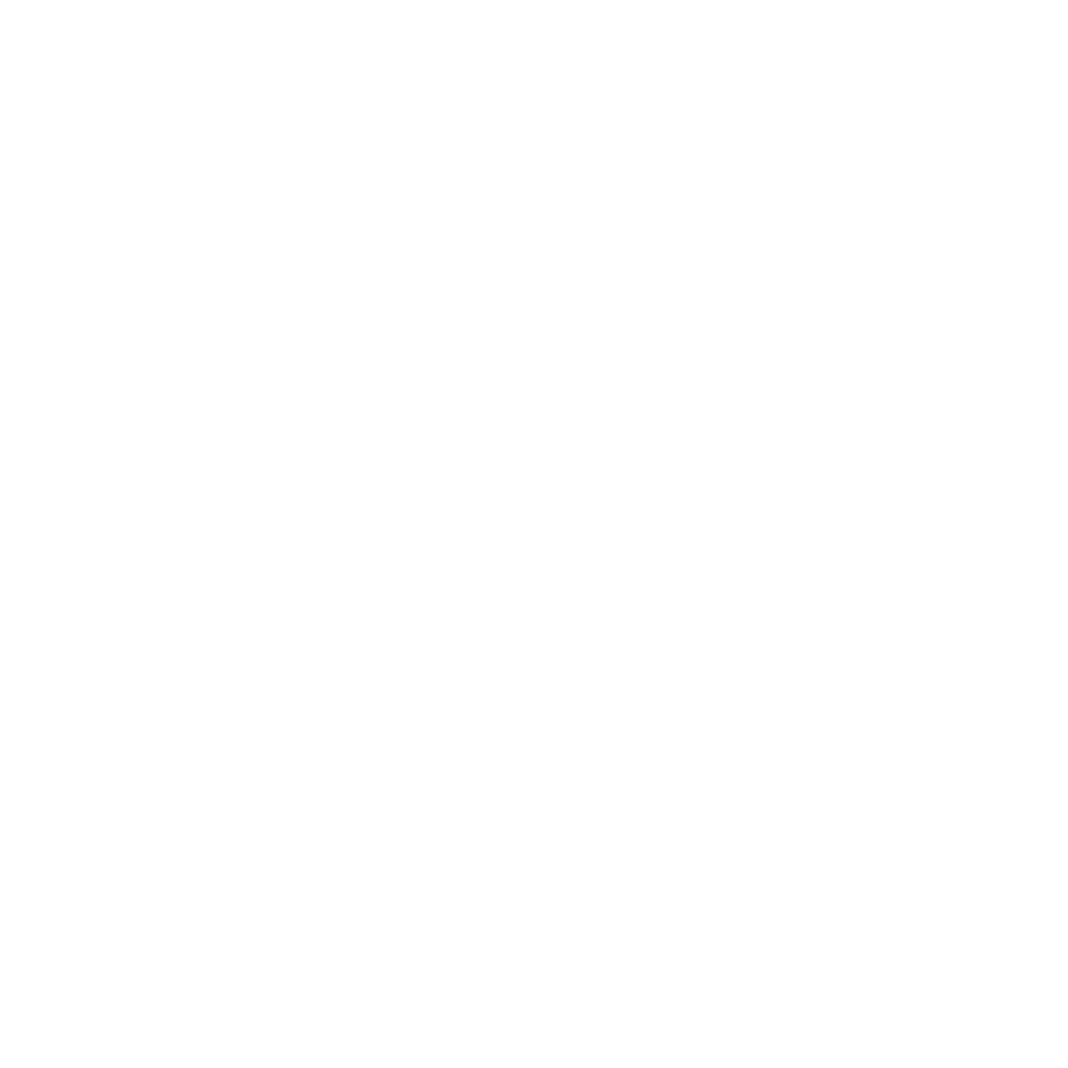 Black and white icon of an umbrella with raindrops falling on it.
