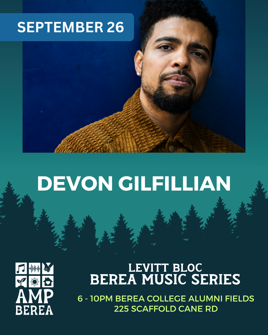 Devon Gilfillian is a soul singer-songwriter from Morton, Pennsylvania, now based in Nashville, where he built his sound on gospel-inspired blues and R&B. His genre-spanning style blends warm R&B, gritty blues, and touches of hip-hop and rock. He's r