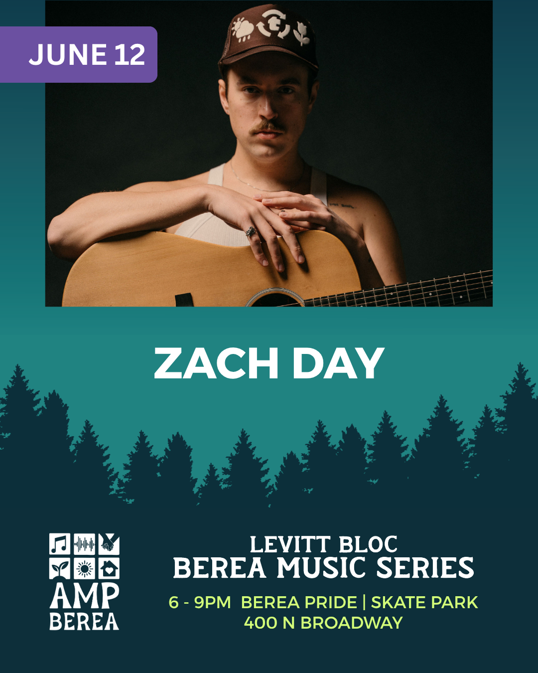 Growing up int he backwoods of Kentucky, Zach Day would skip the bus and teach briends and family to sing in close knit threee part harmony and how to strum guitar chords. He has a deep love for Folk songs, smart lyrics, and voices that tell stories.