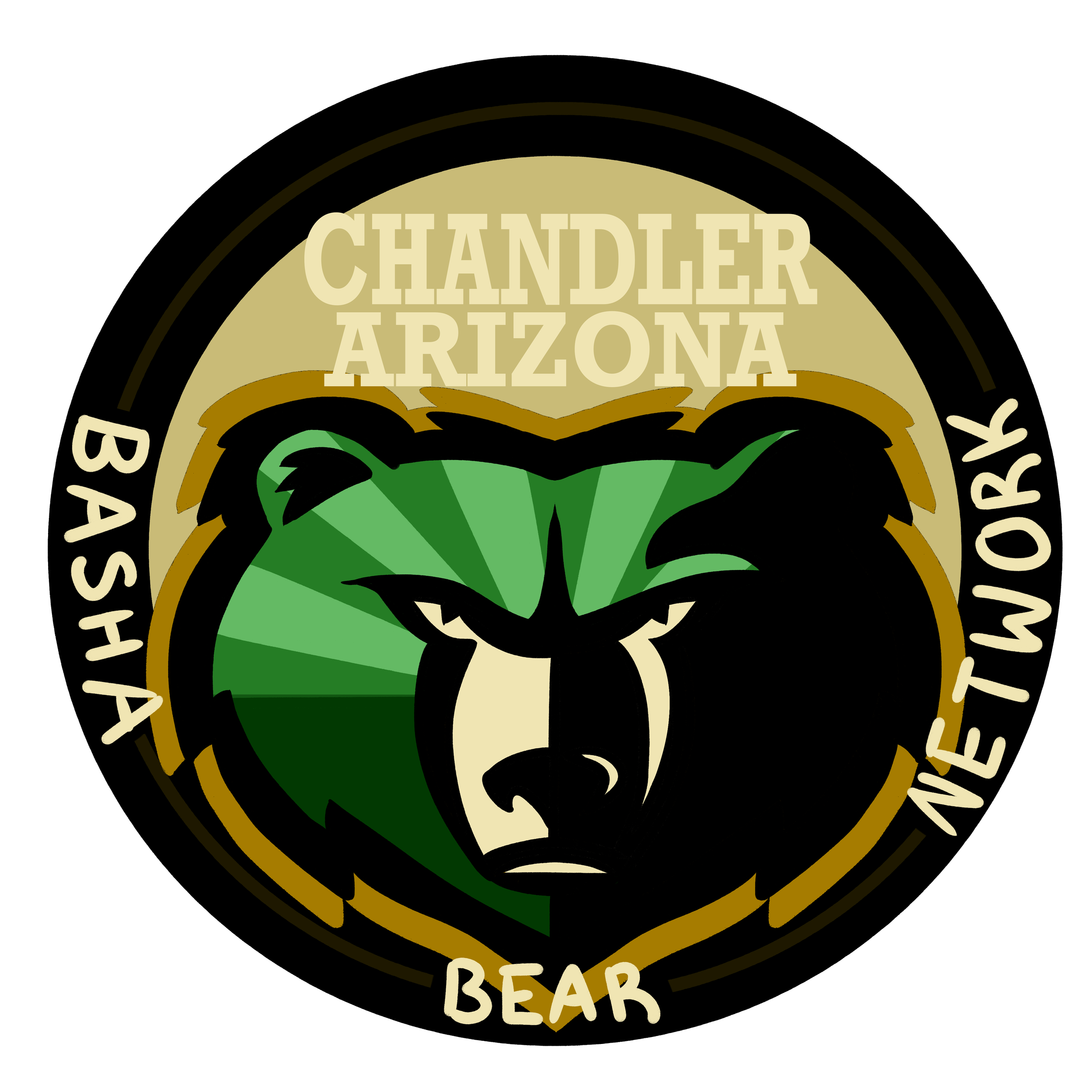 Logo of the Bashar Arizona Chamber of Bears Network featuring a bear's face and green foliage.