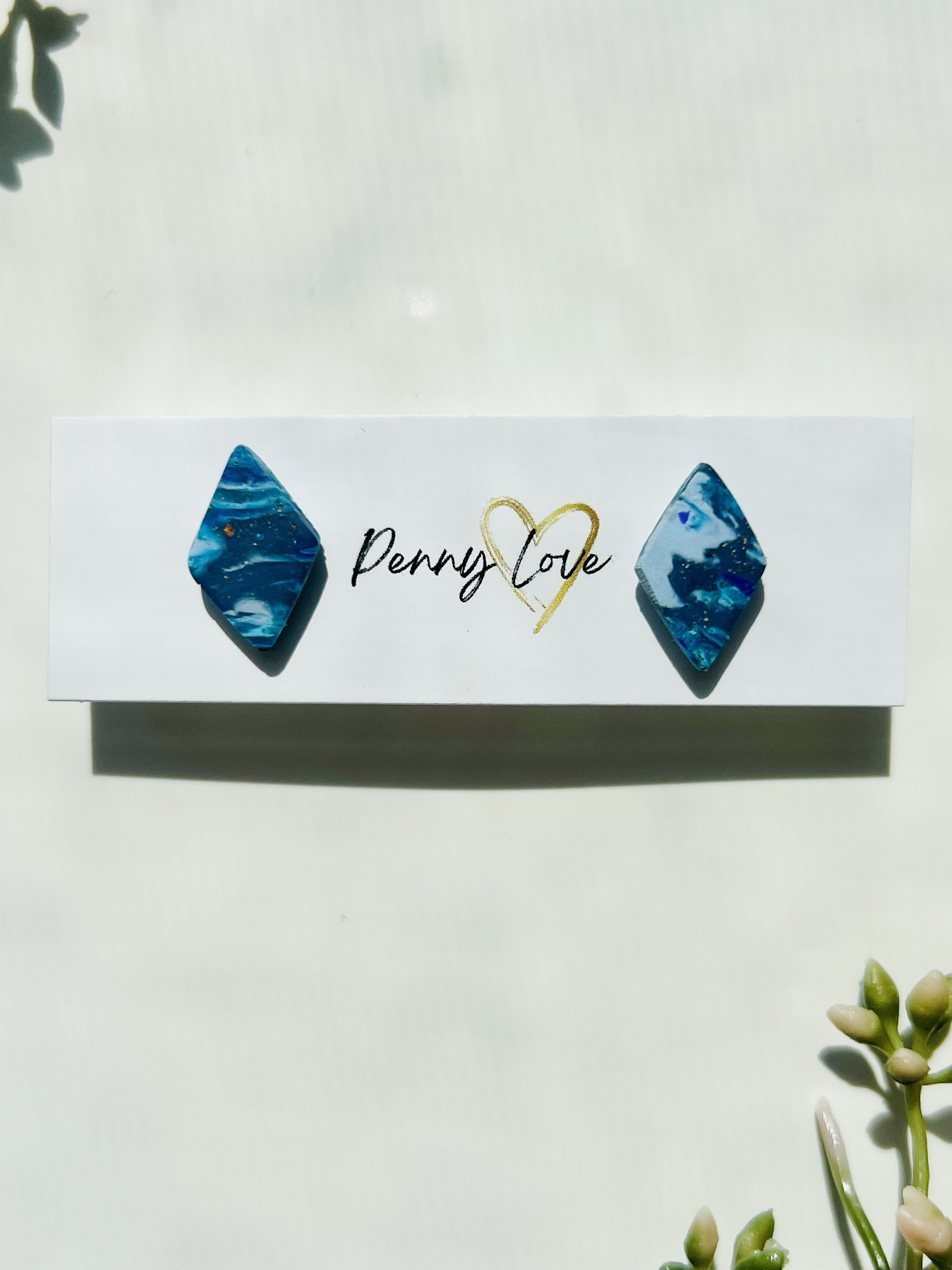 Ocean Agate Diamond Studs