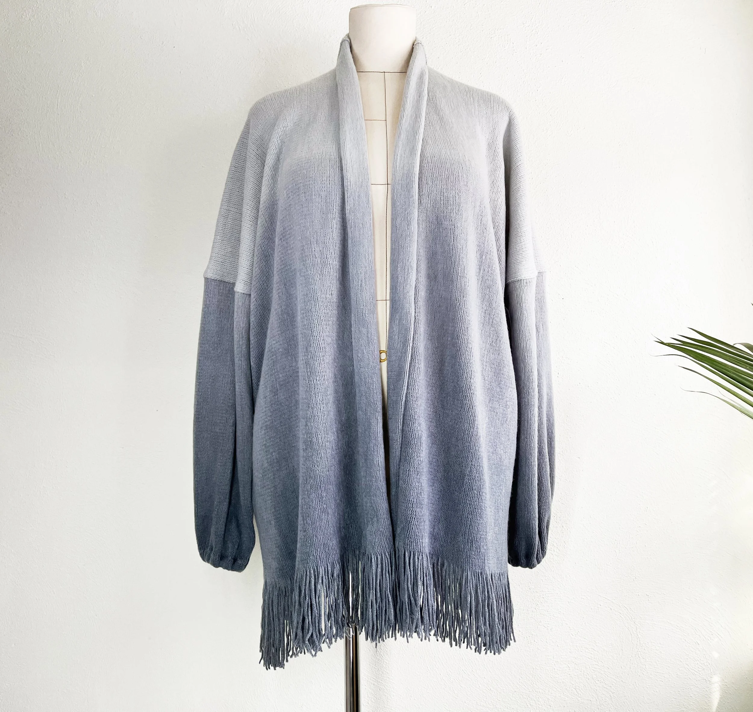 Super Soft Oversized Sweater Jacket - Grey Ombre - Open size MD-3XL