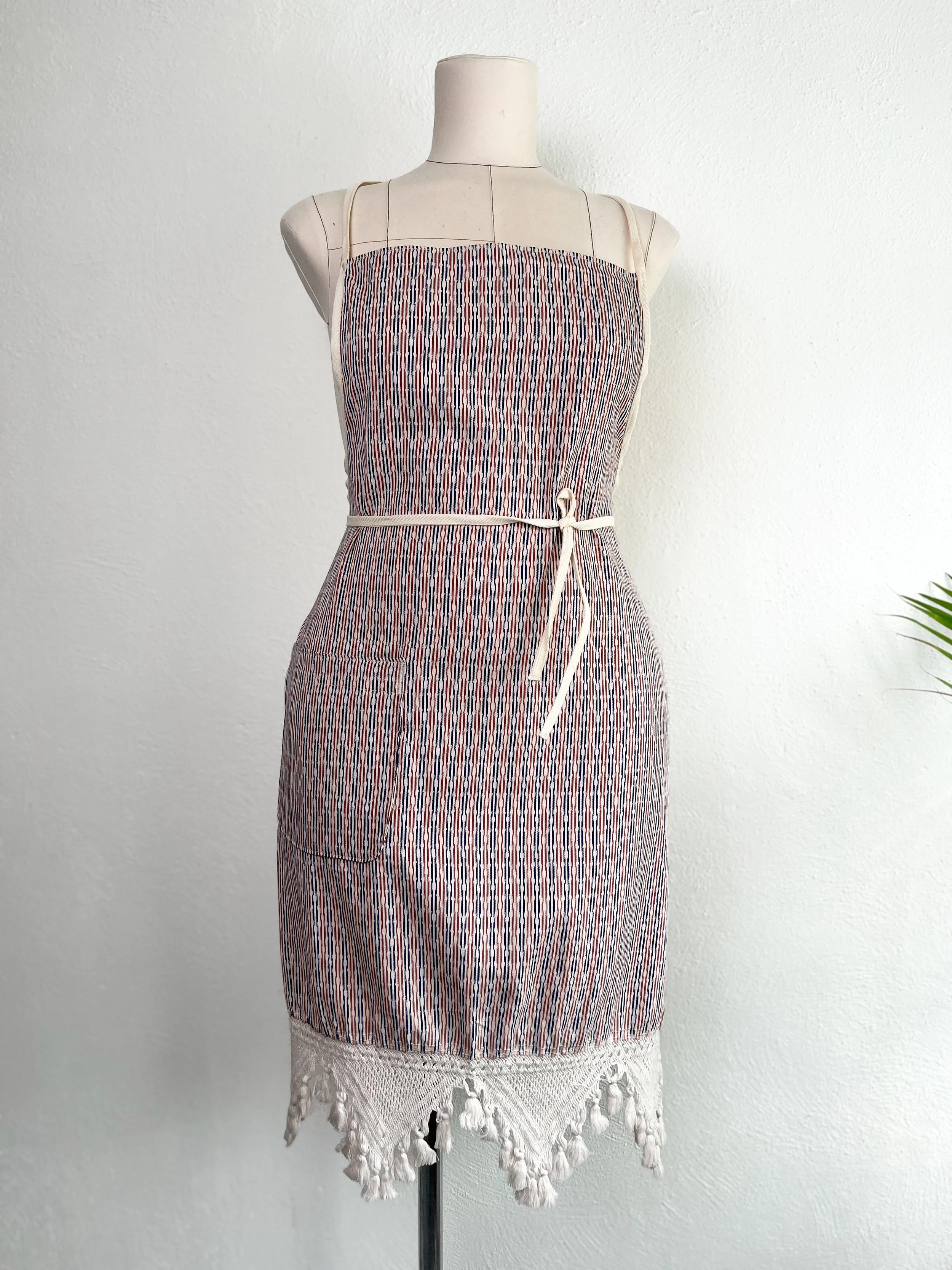 Boho Scarf Cotton Apron - Intricate Fringe