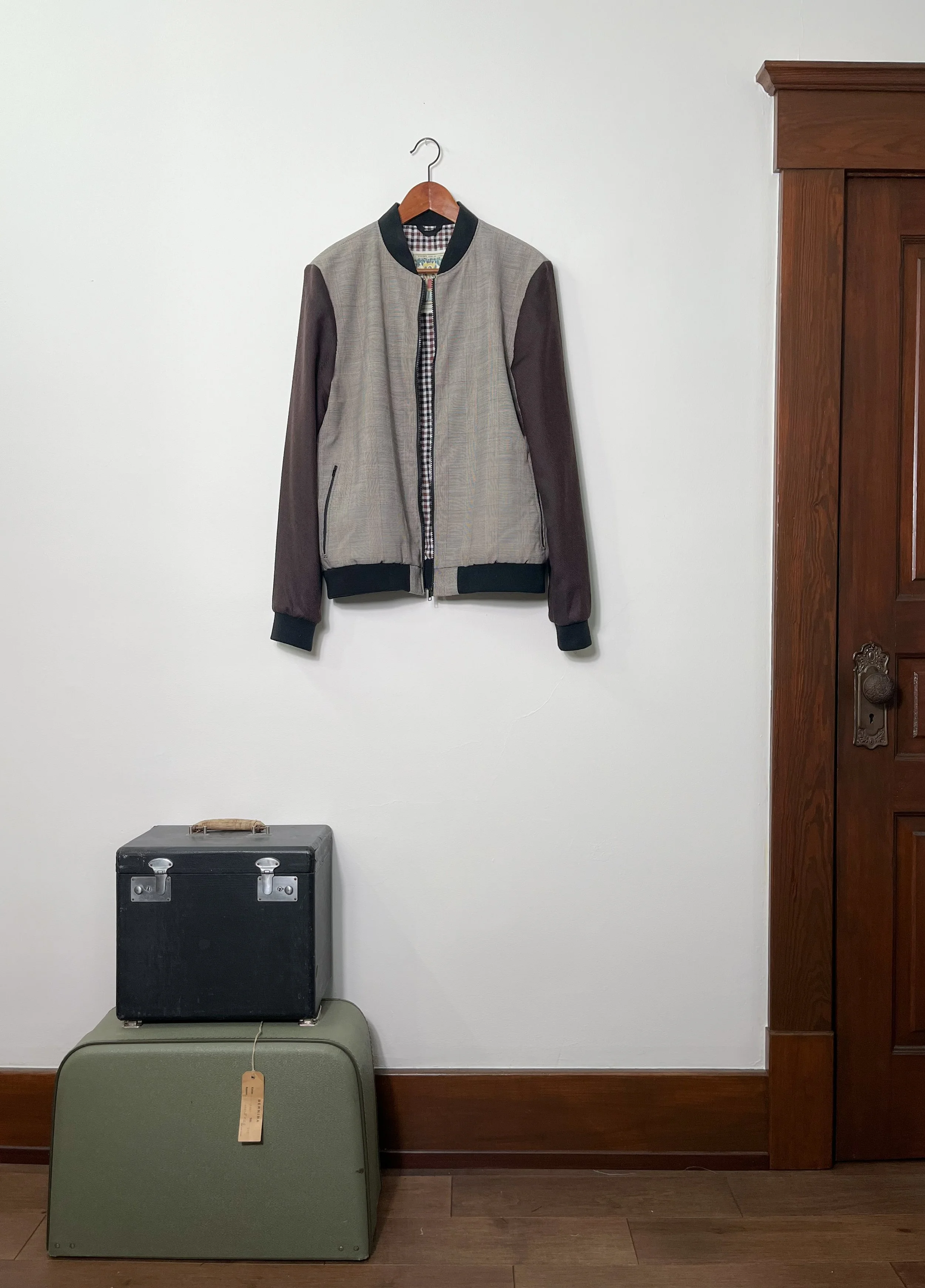 Nonno's Bomber Jacket - Vintage Plaid Suiting Browns - Gender-free MD