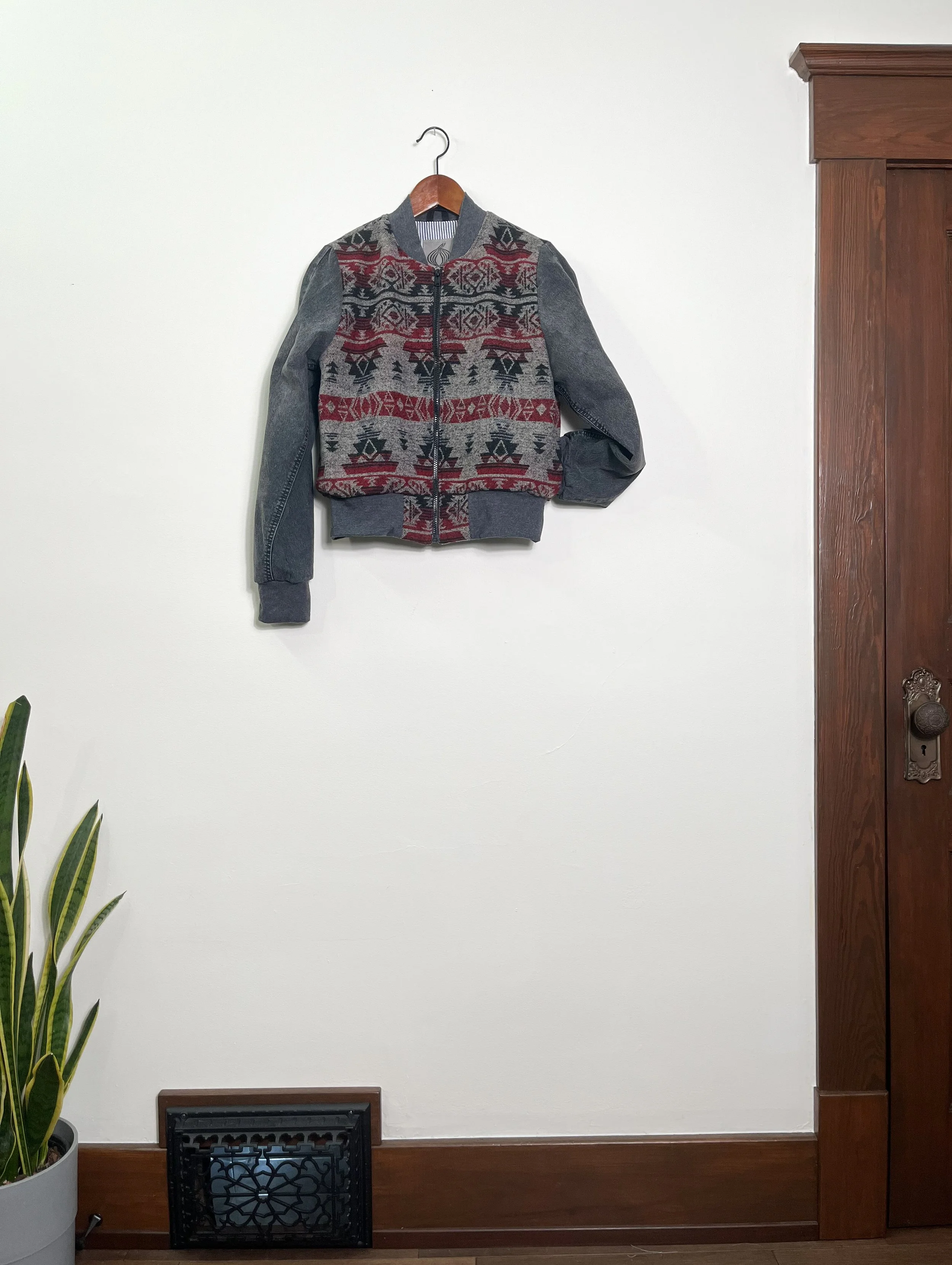 Denim & Aztec Bomber Jacket - SM