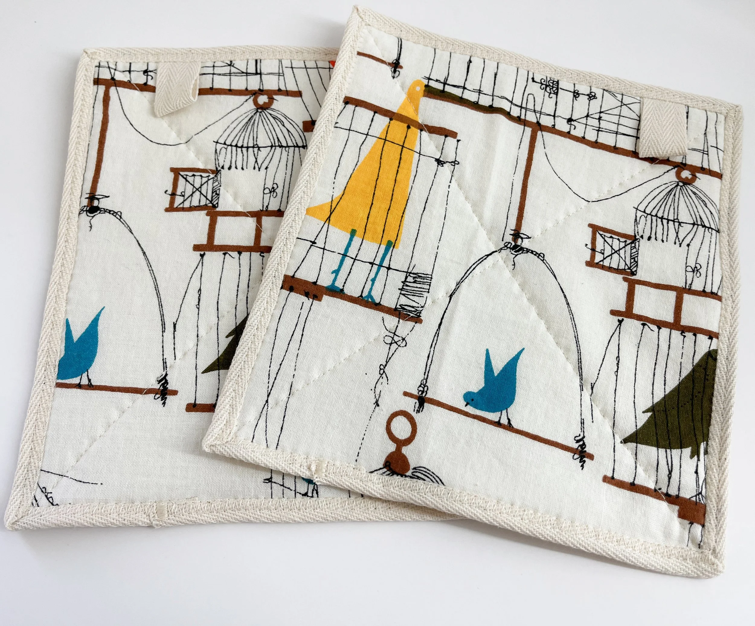 Dual Layer Cotton Cloths - Vibrant Birds Print - 2 Pack