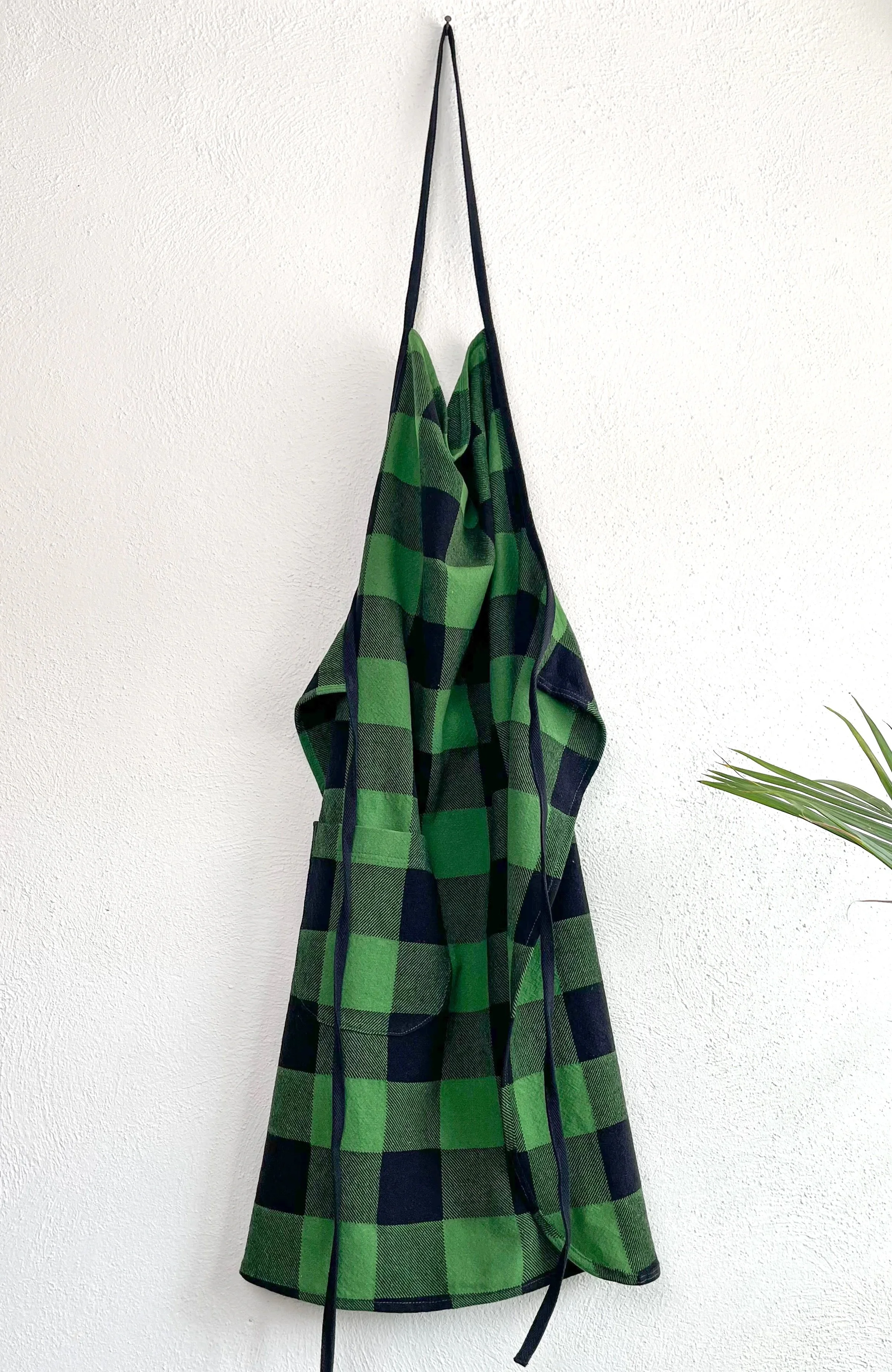Cotton Apron - Forest Green Plaid