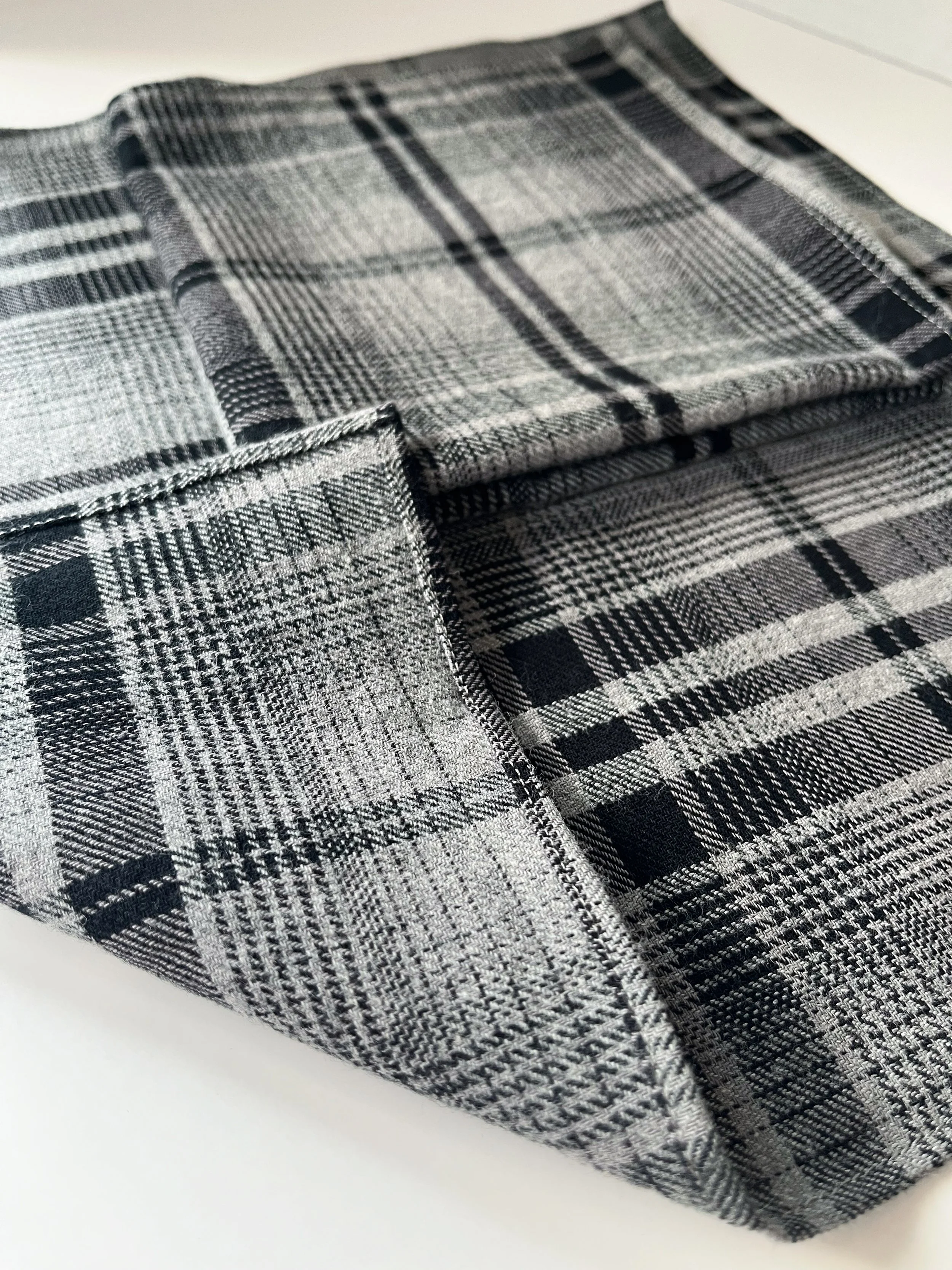 Hanky Duo - Soft Brushed Cotton 2 Pack - Oatmeal or Grey Plaid