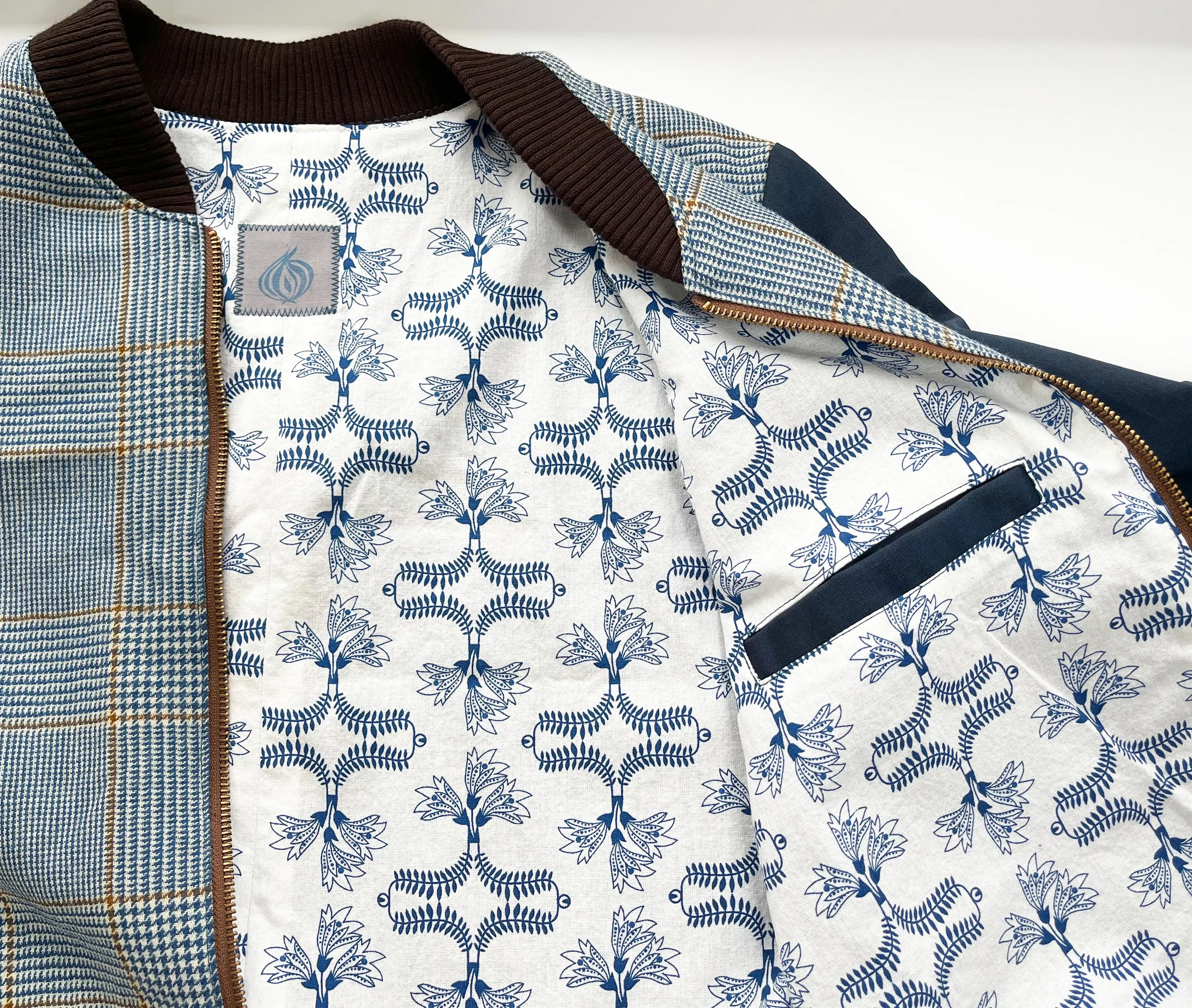 CipollaBomberJacket_BluChocPlaid_Lining.jpg