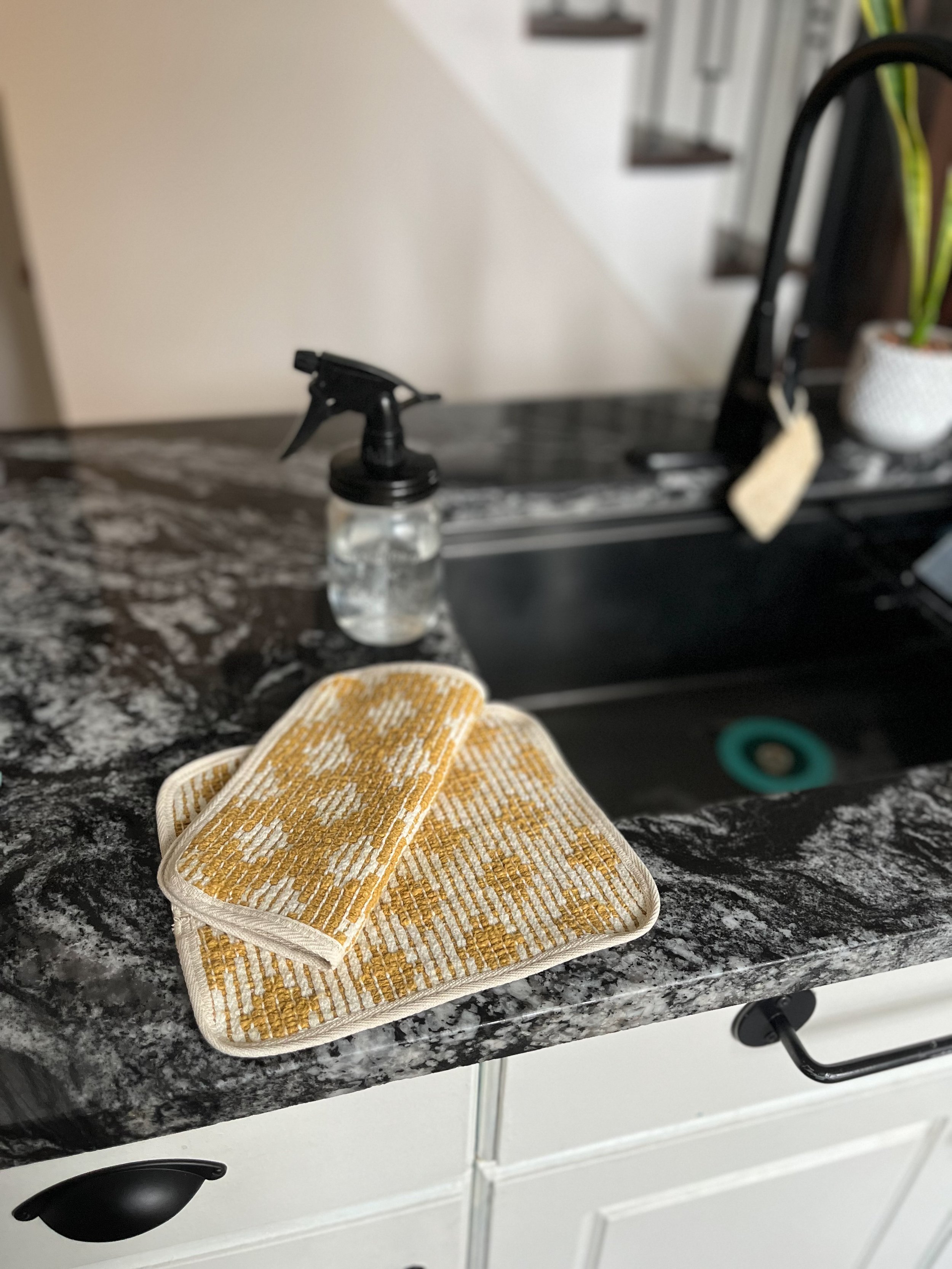 Thick Woven Cotton Cloths - Turmeric & Cream - 2 Pack