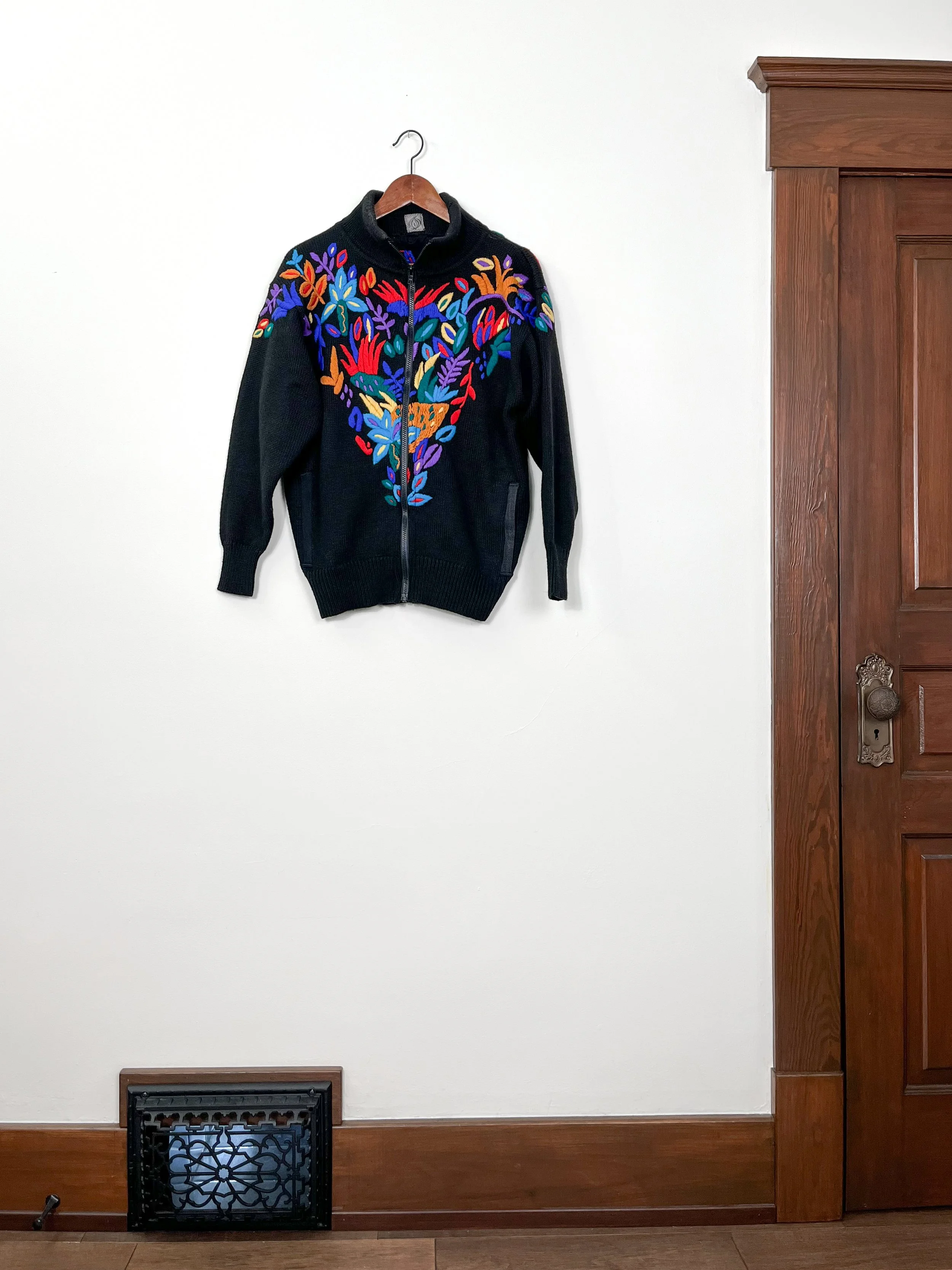 RePurposed Vintage Embroidered Sweater Jacket - XS-MD