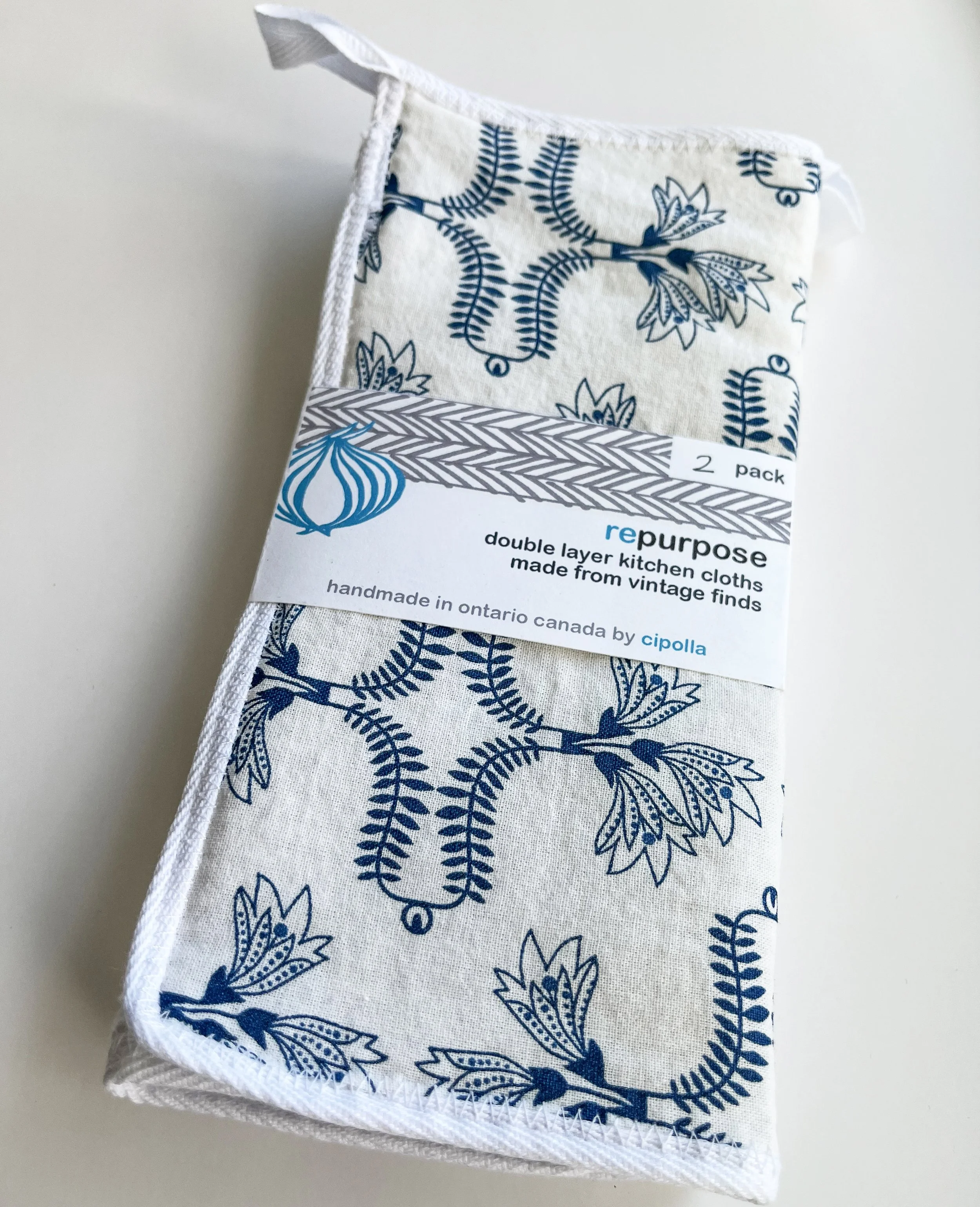 Dual Layer Cotton Cloths - Retro Indigo Print - 2 Pack