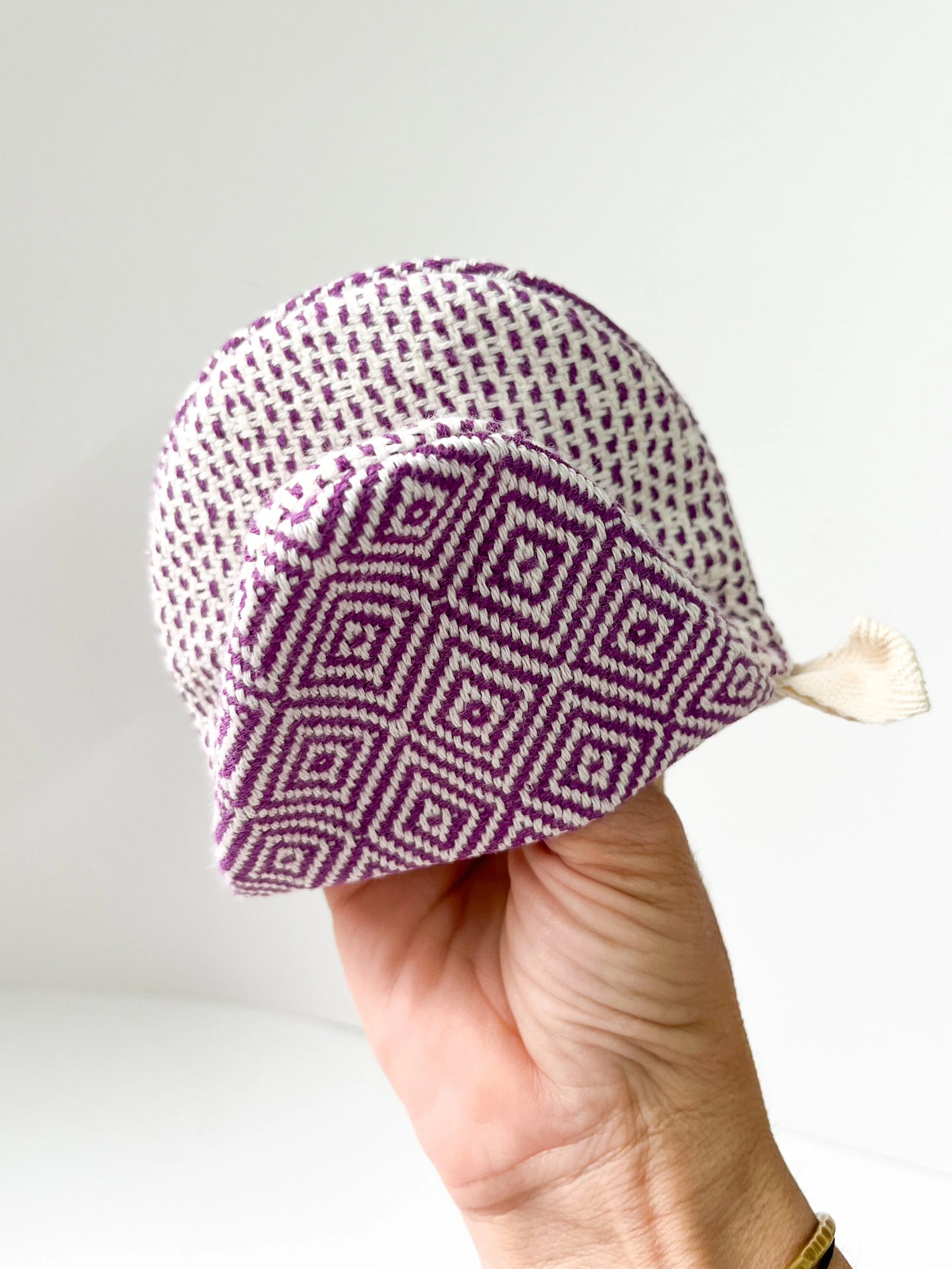 Mini Mitt Pair - Creamy Purple Weave