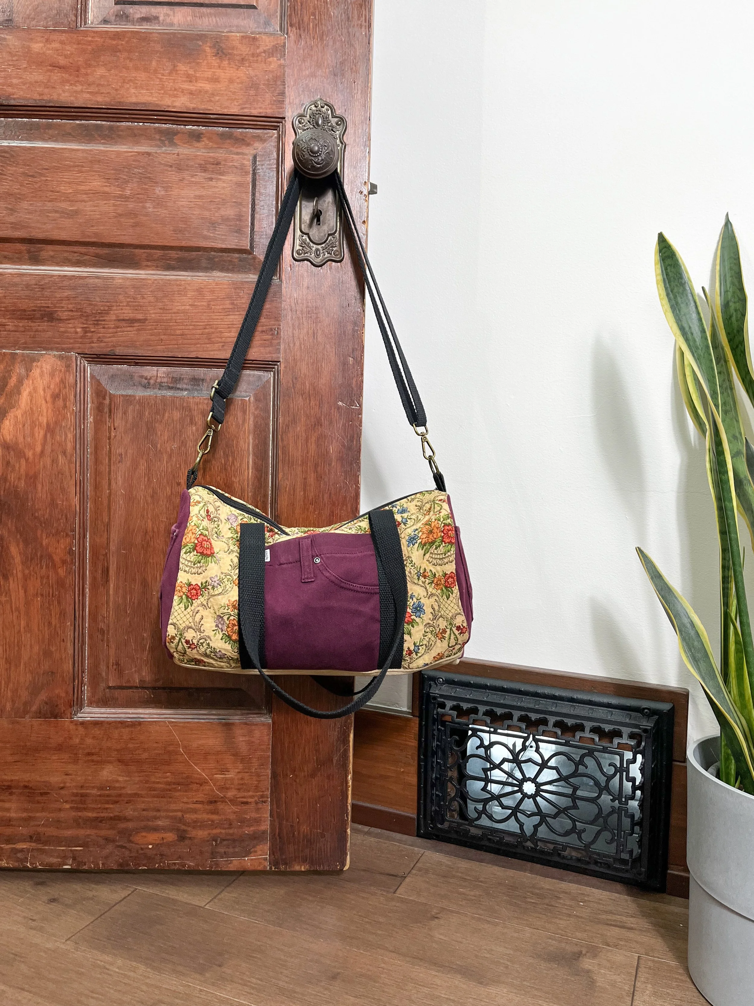 Daily Duffle - Antique Upholstery, Jean Pockets & Linen - Plum