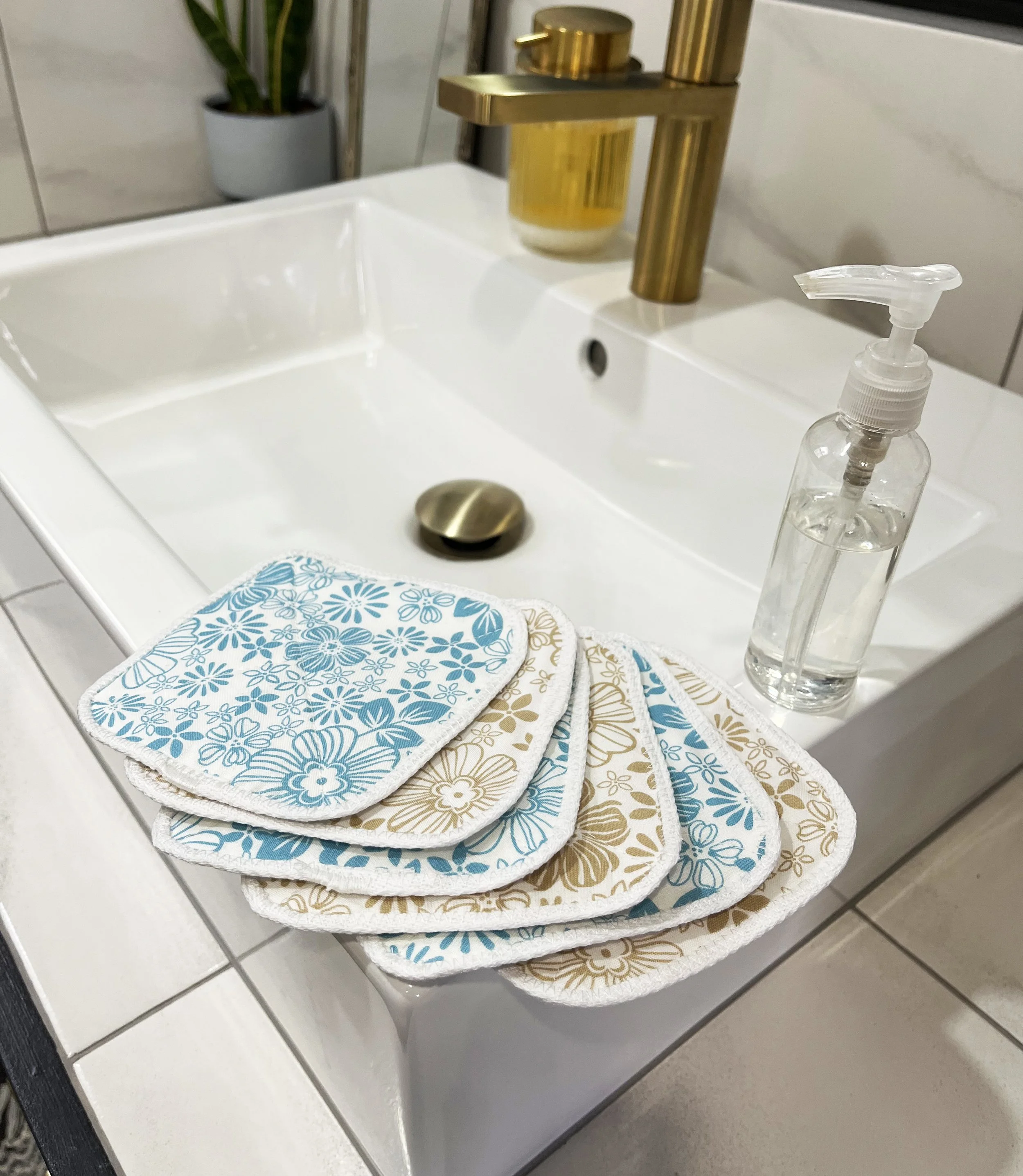 Teal & Taupe Floral - Dual Layer Cotton Cloths - 6 Pack