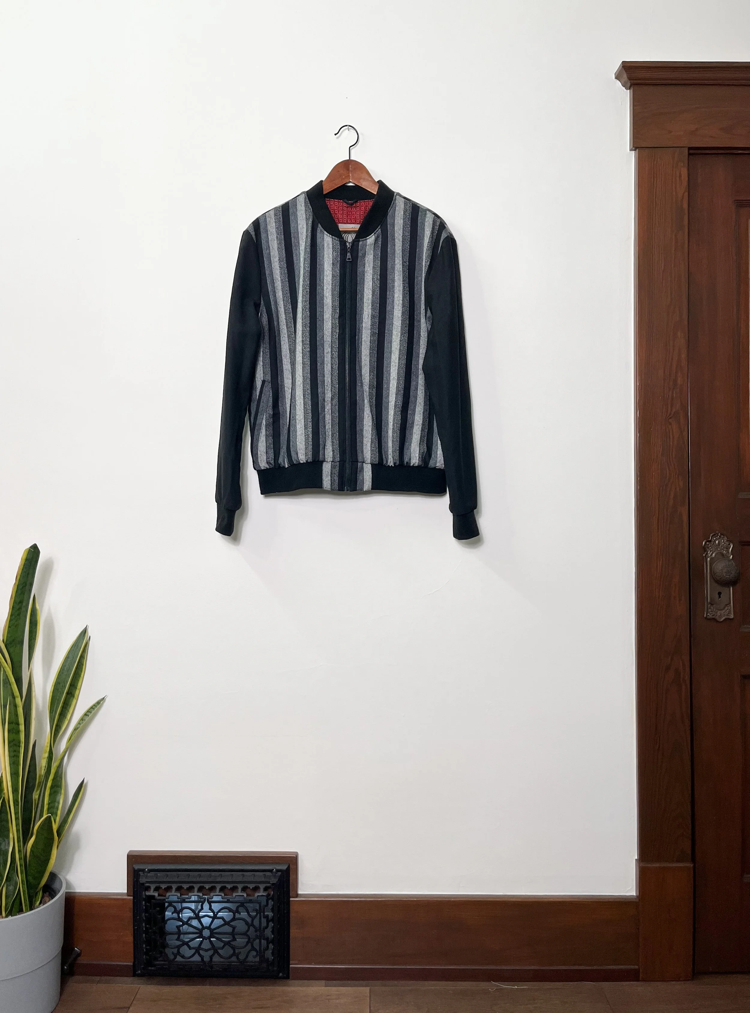 Charcoal Stripe Bomber Jacket - Vintage Wools - Gender-free LG