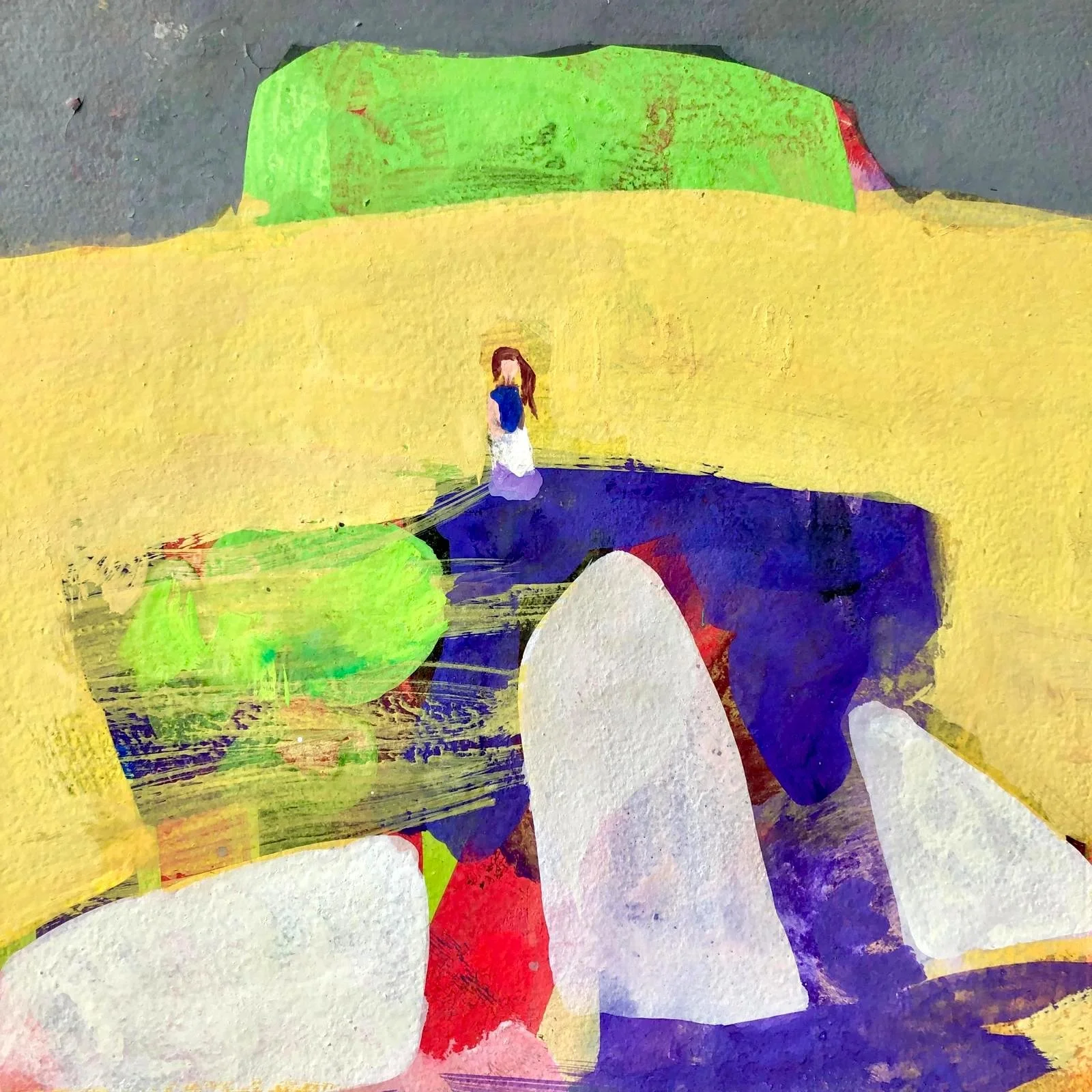 In the Valley of the Stones. Gouache on Khadi paper. 25 x 25 cm