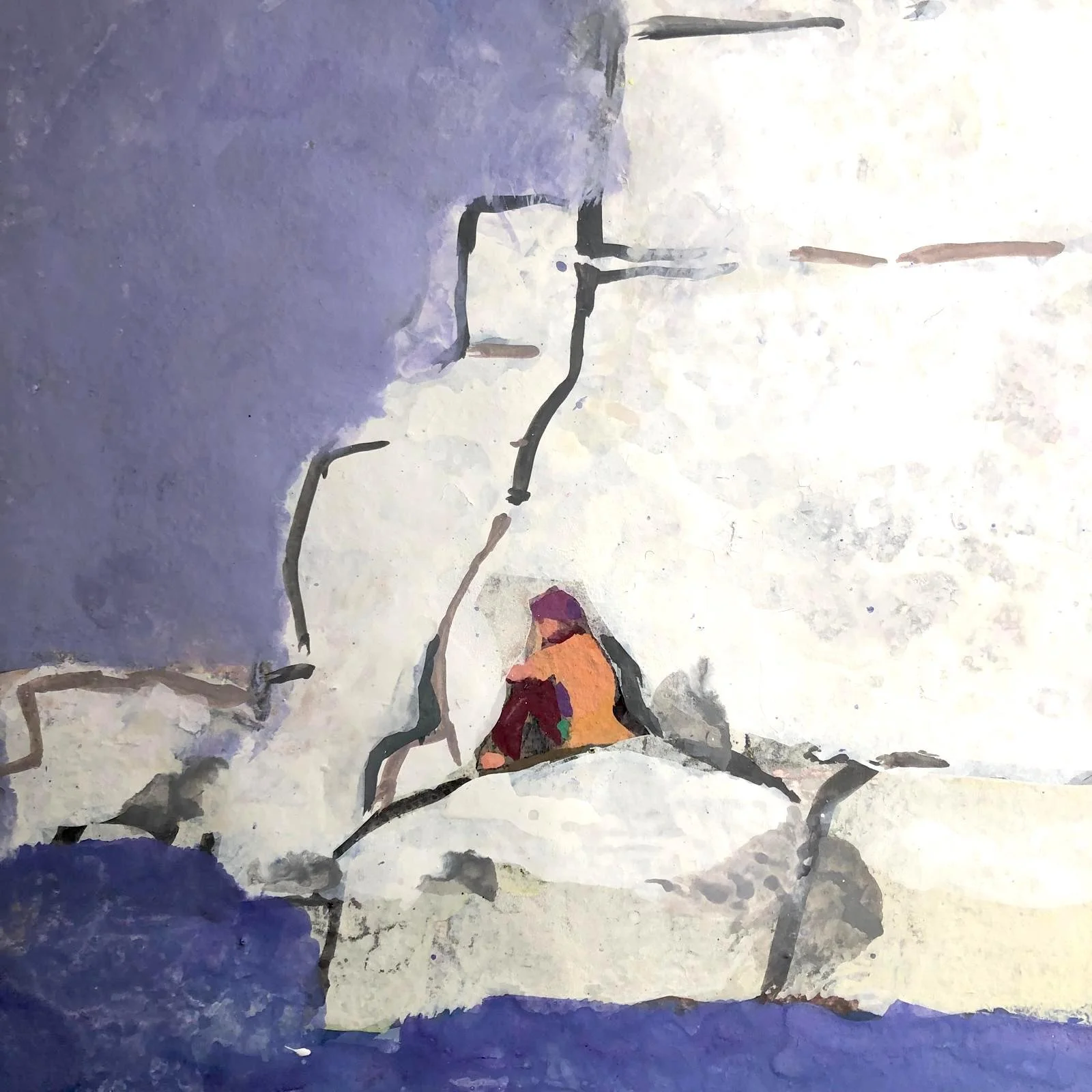 Sophie at Winsprit. Gouache on Khadi paper. 25 x 25 cm