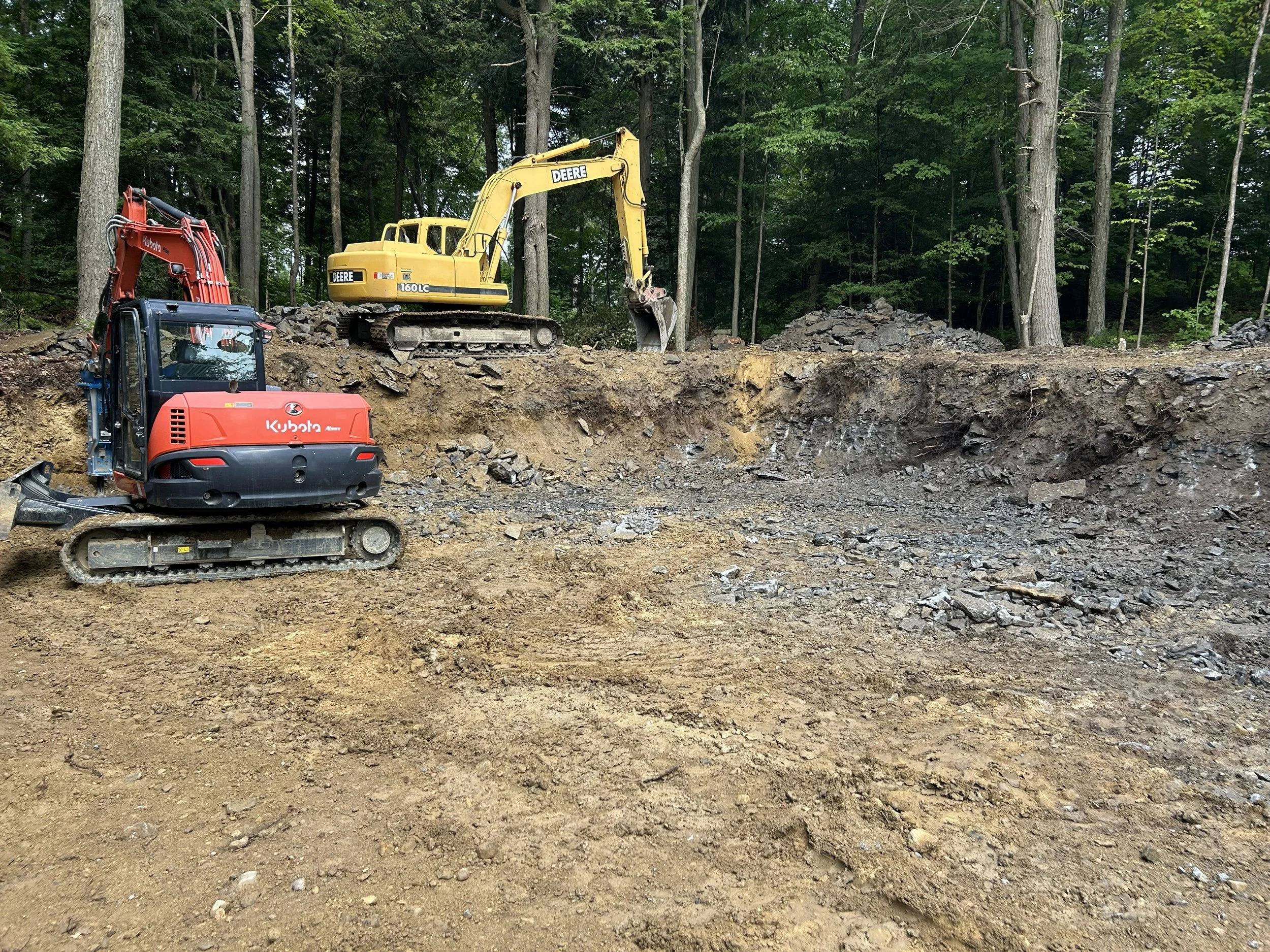 Construction site preparing for new residential foundation