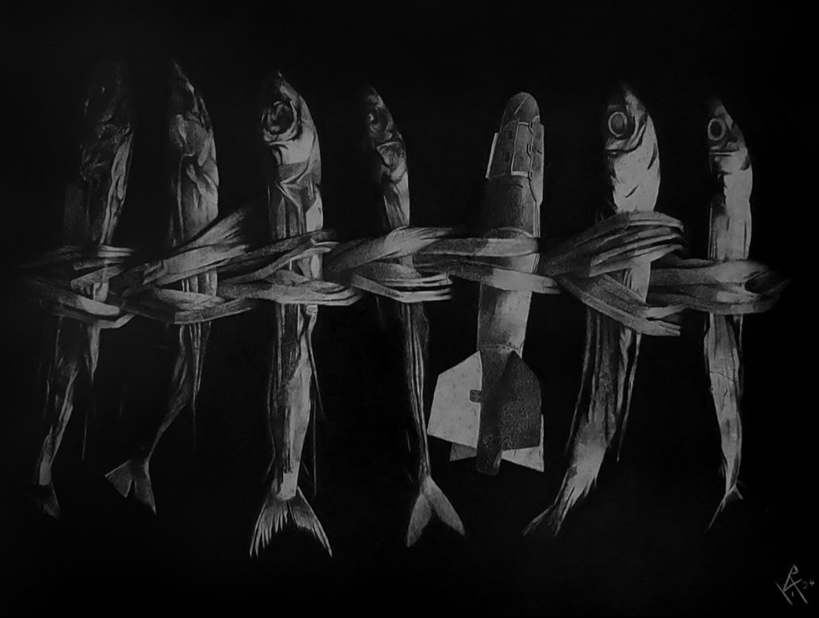 "Starvation as a Weapon"
Graphite on canvas
18" x 24" inches
2024

Exhibited at "Anthropocene", Vantage Contemporary