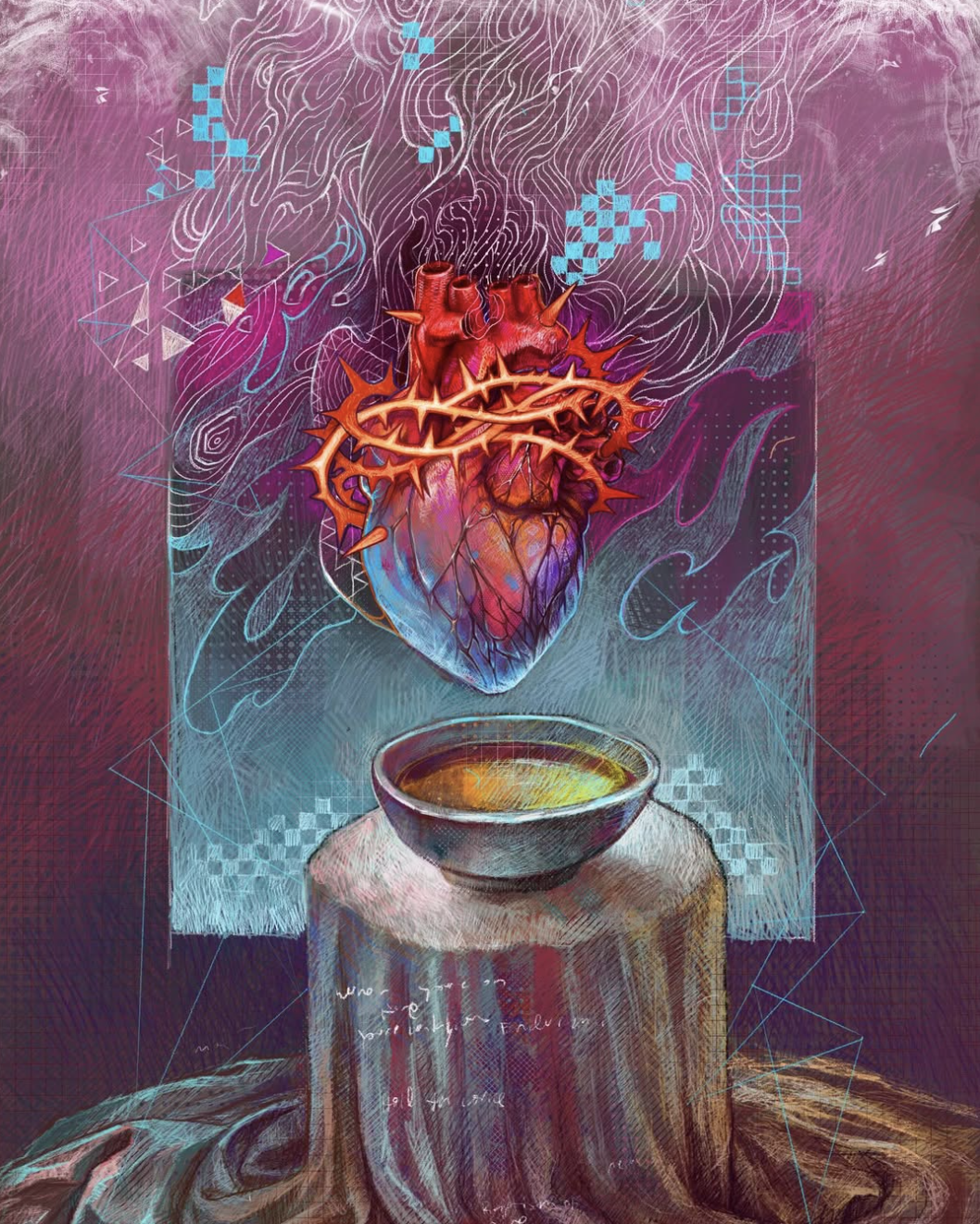 "The Burning Heart – A Testament of Longing and Surrender"
Digital illustration - remaster of 2016 painting 
2025