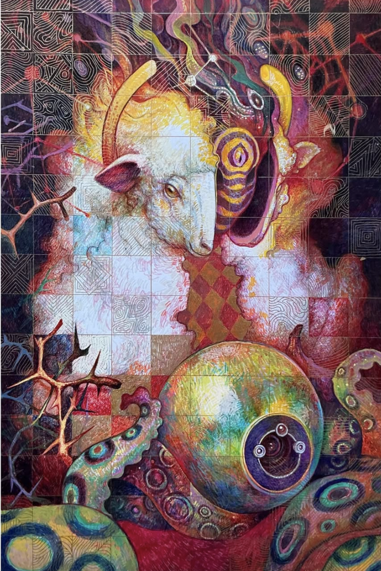 "://Still here, Still accumulating_one of one_ realization"
Mixed Media On Paper (ballpoint pen, acrylic, graphite, pigment ink, gel pen, alcohol markers)
1.7 x 16.5 inches
Edition: 1/1
2026