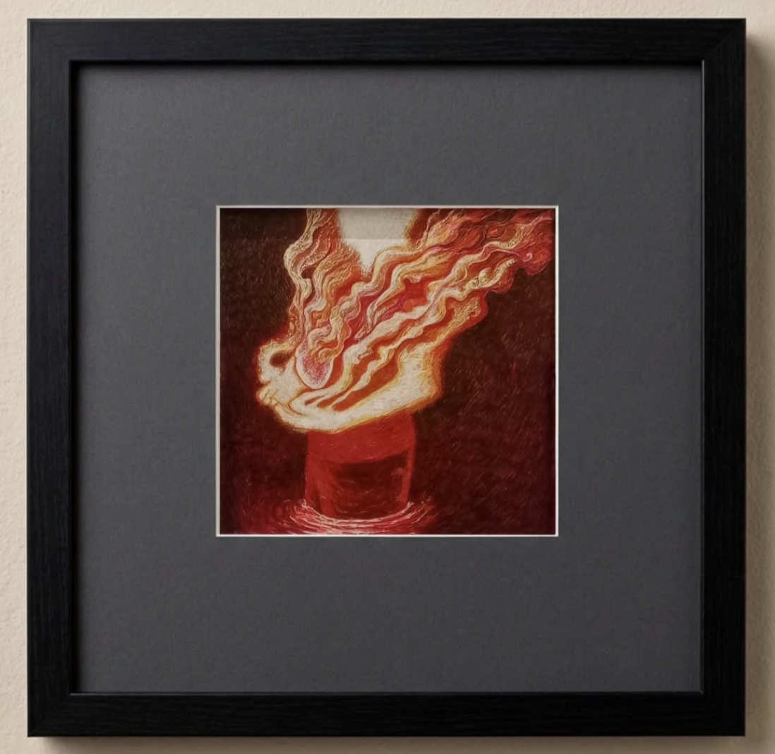 "From my heart…"
Mixed Media Pn Paper
8” x 8” Inches (framed)
2025