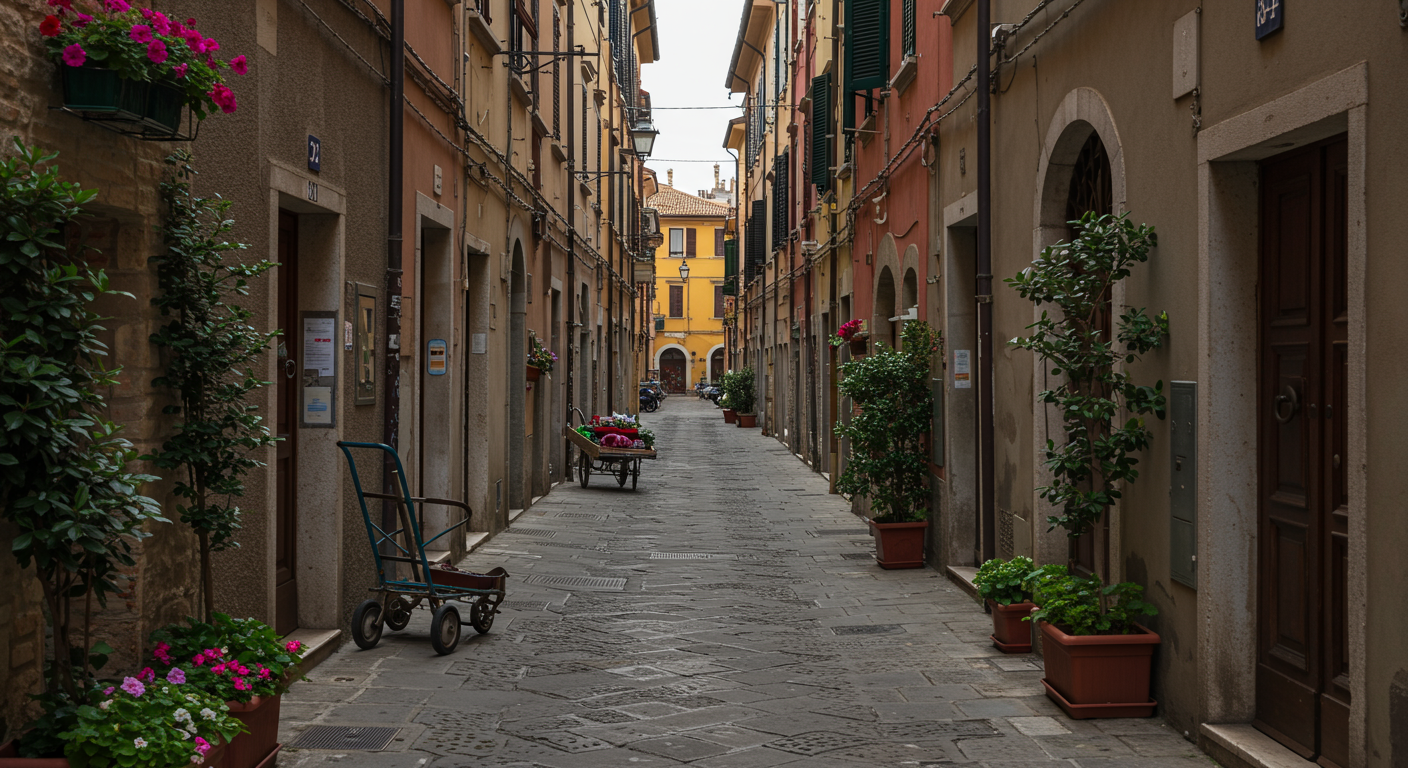 Picturesque European alleyway with colorful buildings and flowers, showcasing curated European travel experiences planned by a luxury travel advisor.