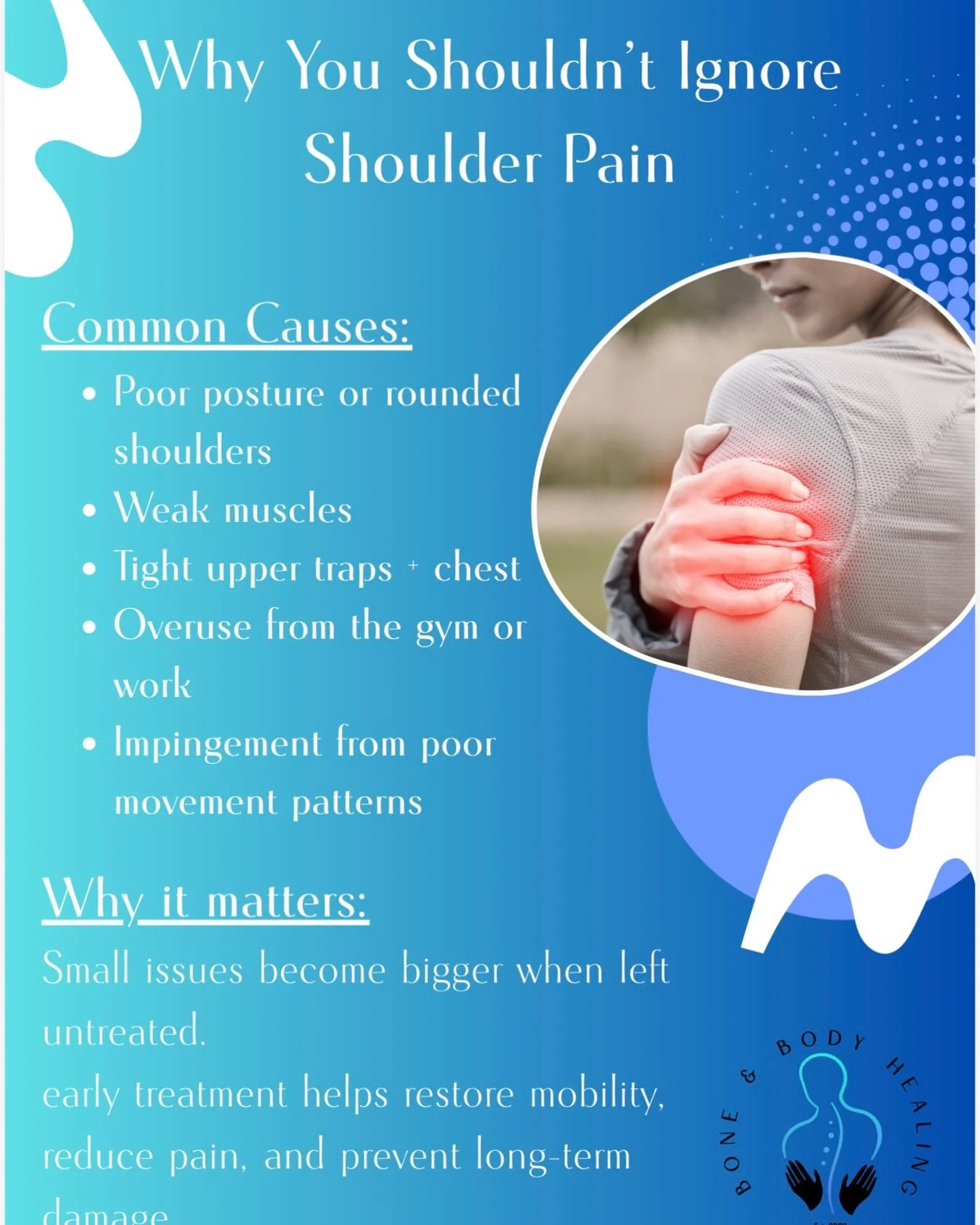 Shoulder pain that comes and goes?
It rarely disappears on its own &mdash; it usually means something isn&rsquo;t moving properly.

Early treatment = faster recovery and fewer long-term issues.
DM to chat about your symptoms 🫶
#sportsmassage #longea