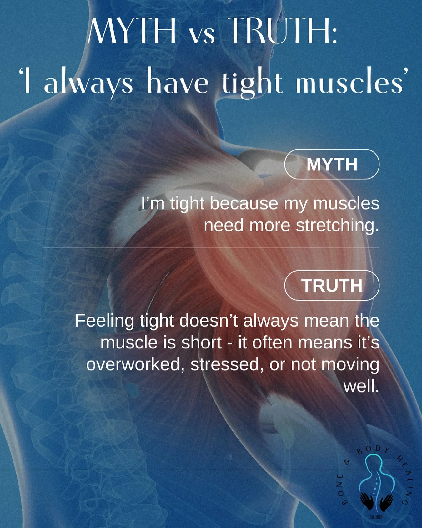TRUTH:

Feeling tight doesn&rsquo;t always mean the muscle is short &mdash; it often means it&rsquo;s overworked, stressed, or not moving well, not that it needs to be pulled longer.

Your constant tightness can come from:
&bull; Poor posture or long