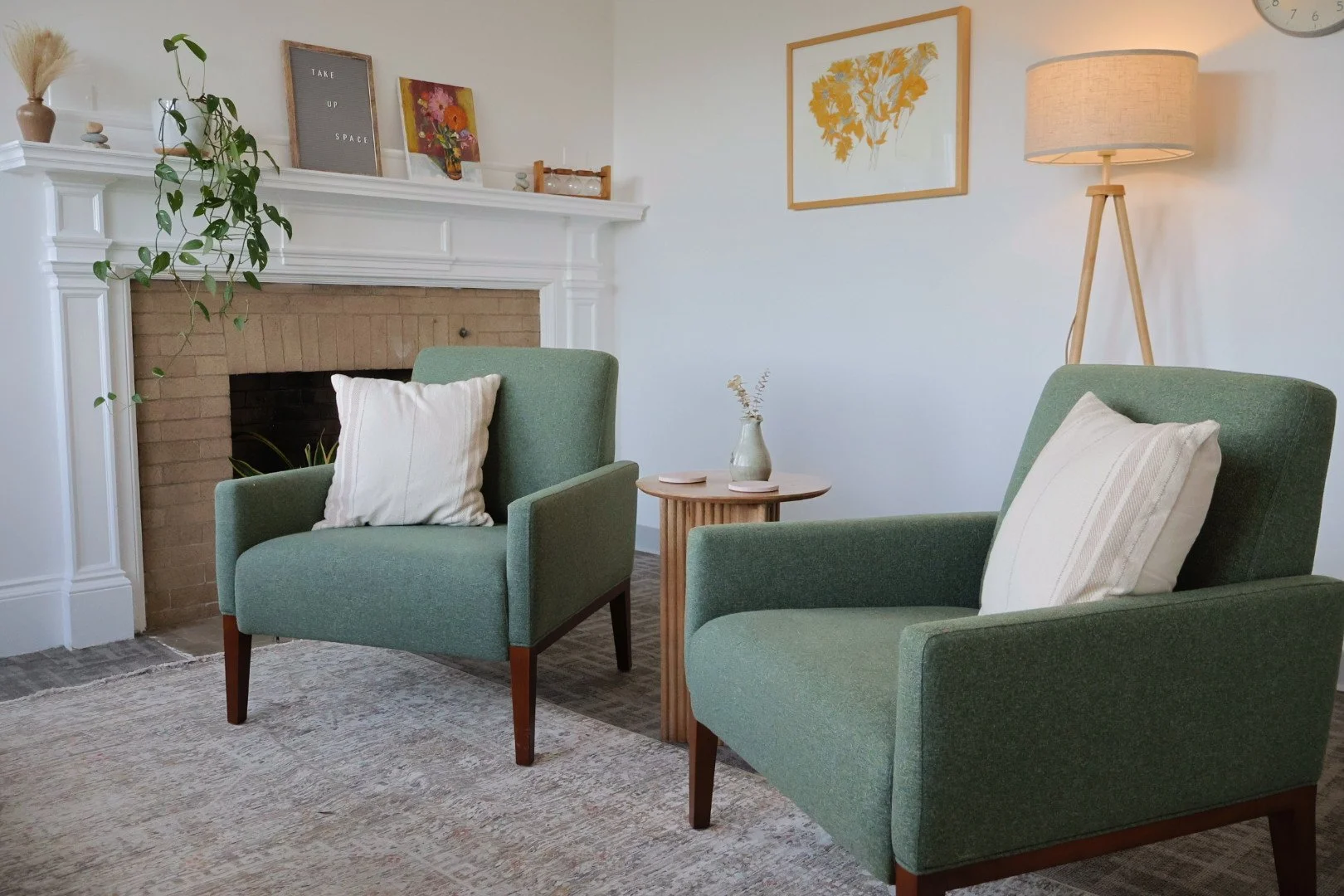 Welcoming therapy office with comfortable seating and natural light