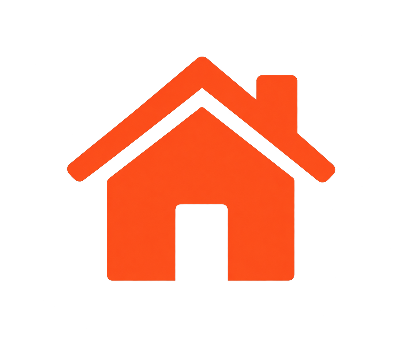 A red and orange icon of a house with an arrow pointing upward, symbolizing home improvement or real estate growth.