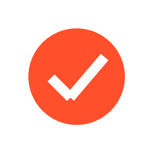 Orange circle with a white checkmark inside