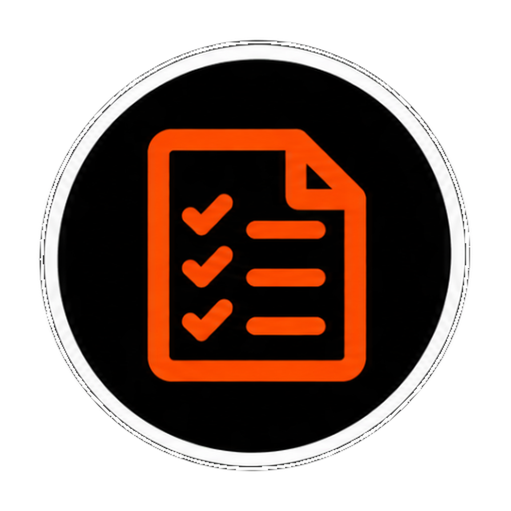 Icon of a checklist or to-do list with checkmarks on a black background