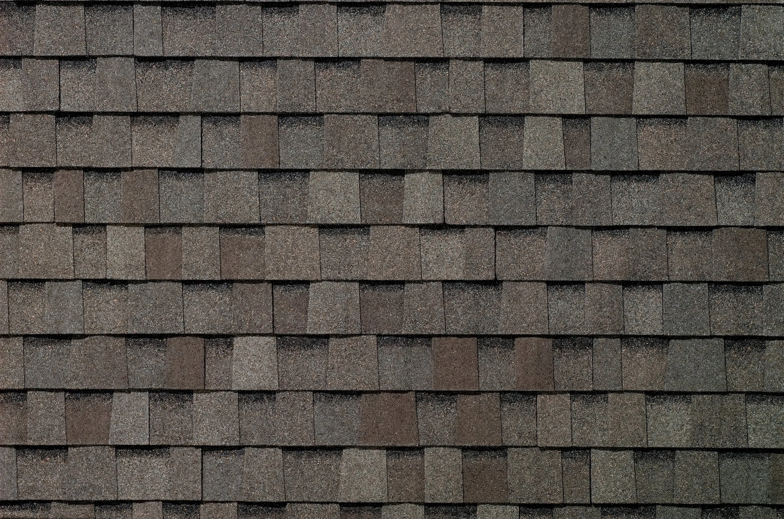 Close-up of asphalt shingles on a roof.