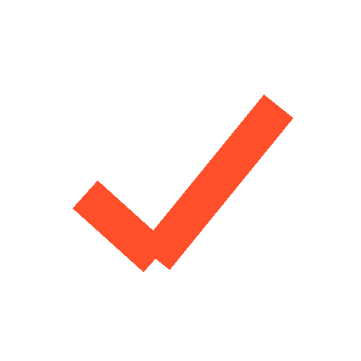 Black background with an orange check mark.