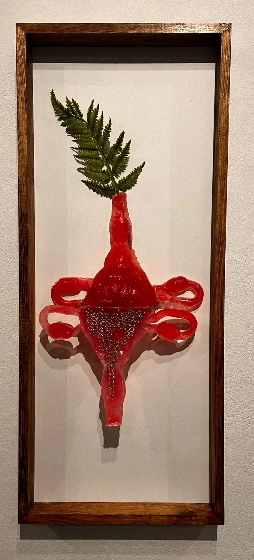 Blooming in Utero, Protecting en Utero. 
39'' x 16.5'' x 3''
2025