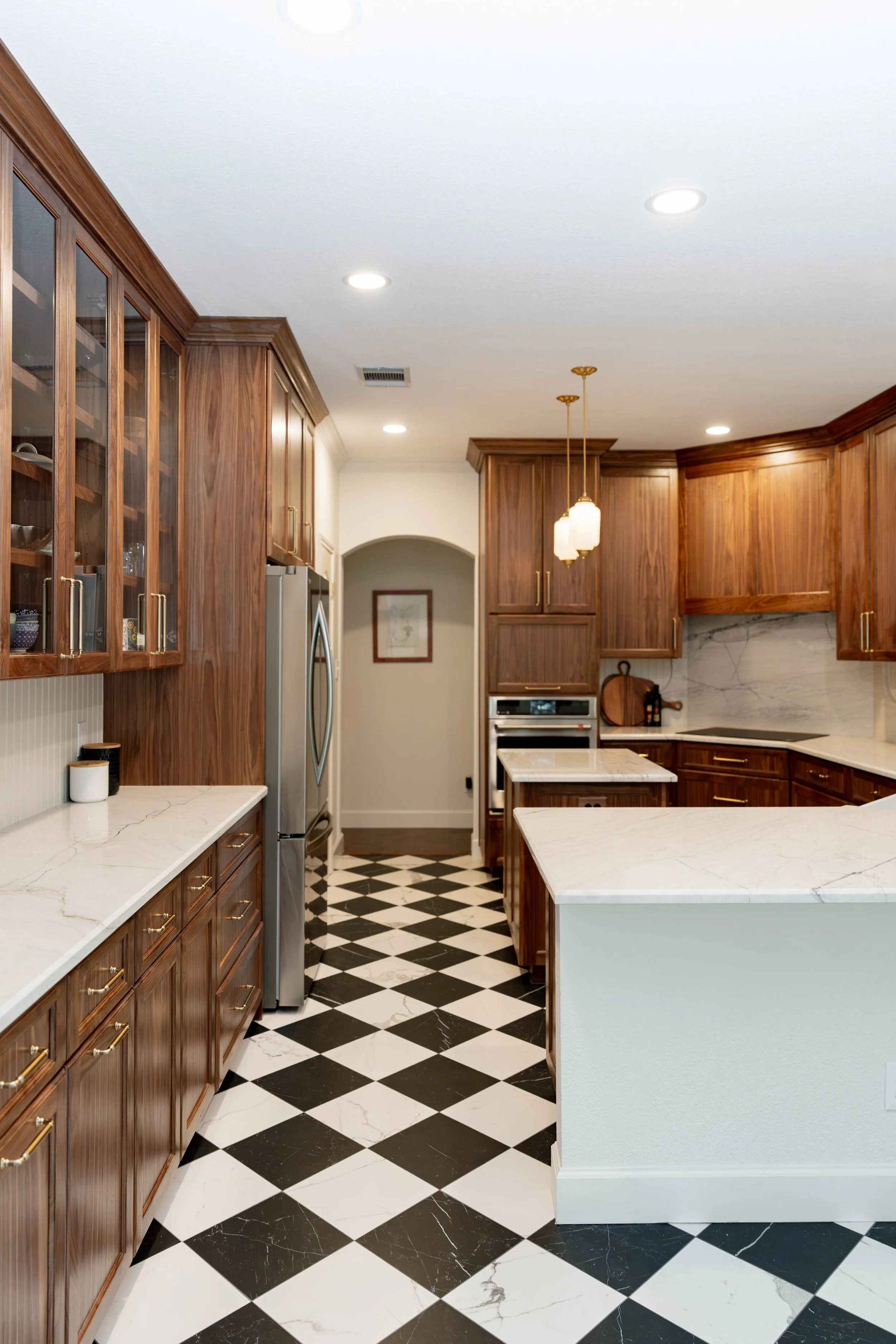 Kitchen renovation, walnut cabinets, Austin Tx, Tile
