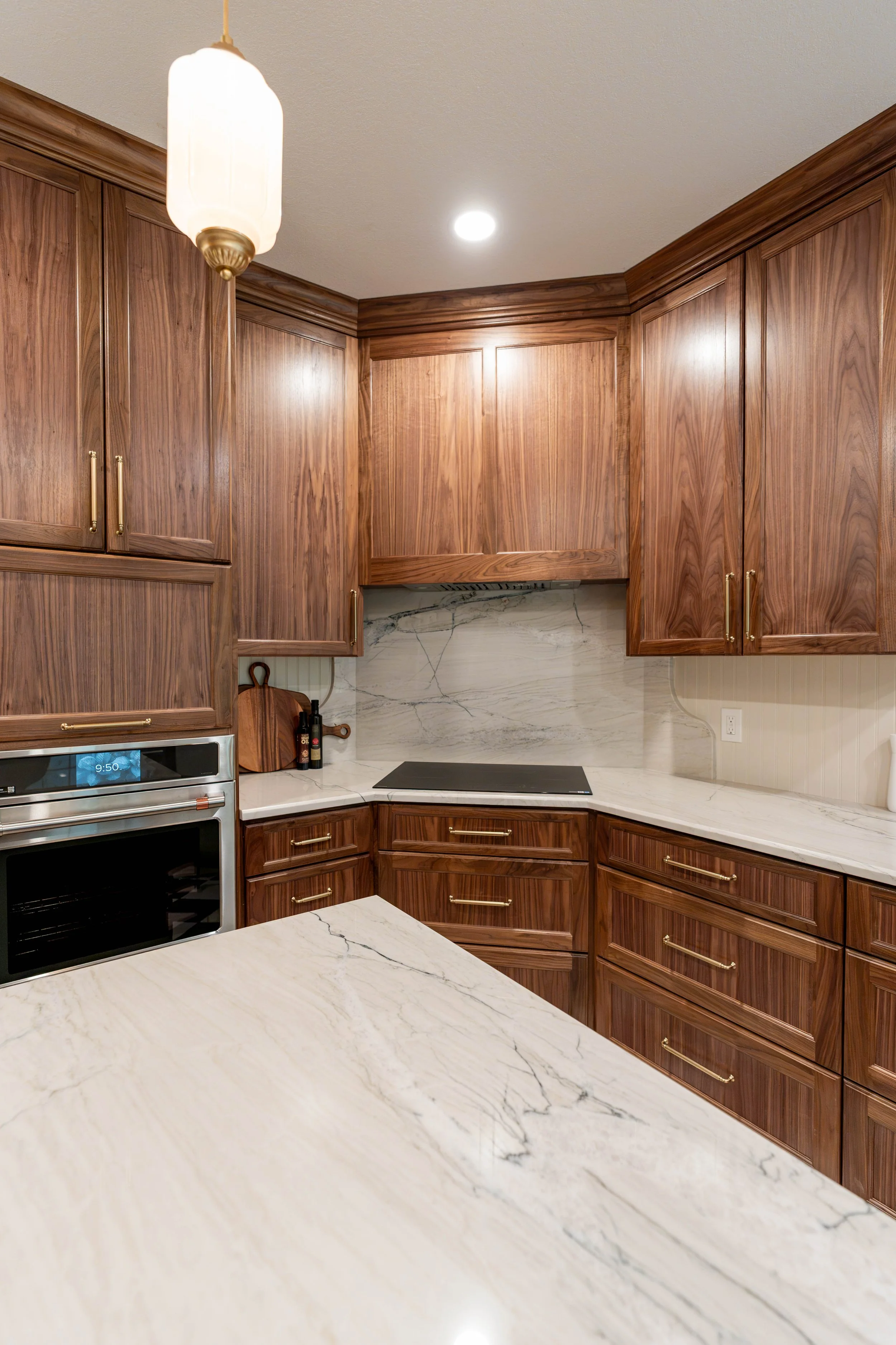 Kitchen renovation, walnut cabinets, Austin Tx, Tile