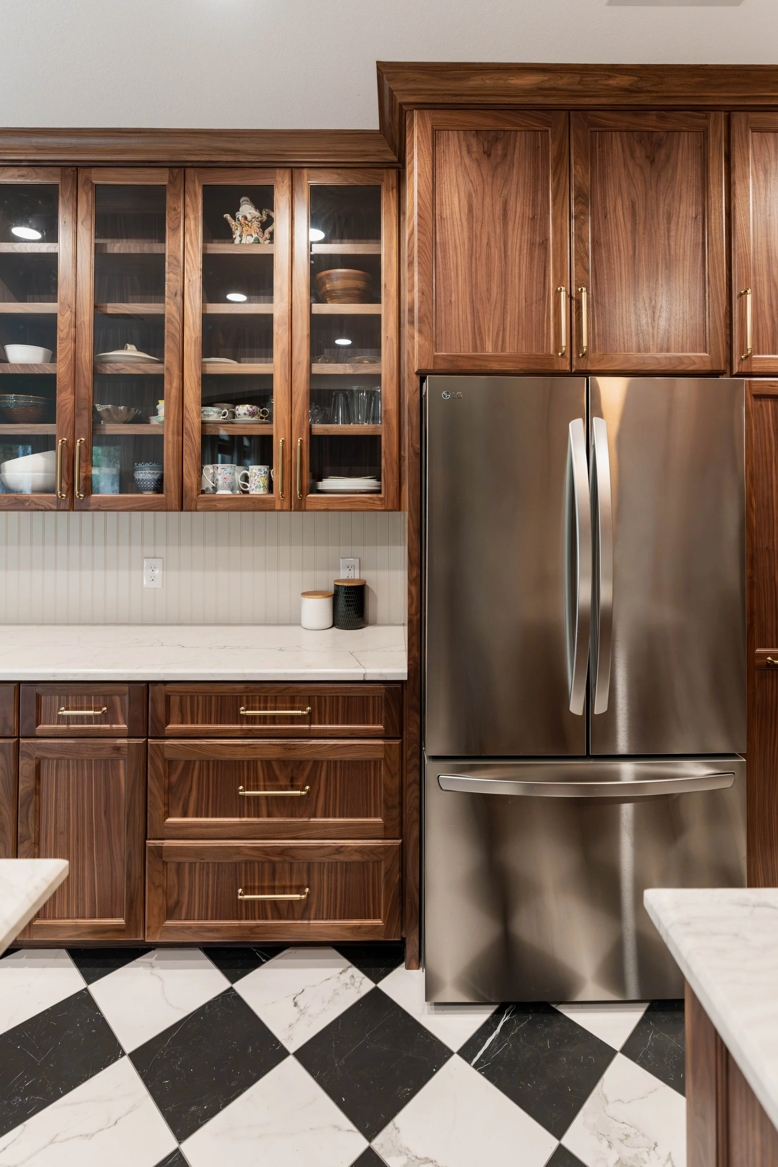Kitchen renovation, walnut cabinets, Austin Tx, Tile